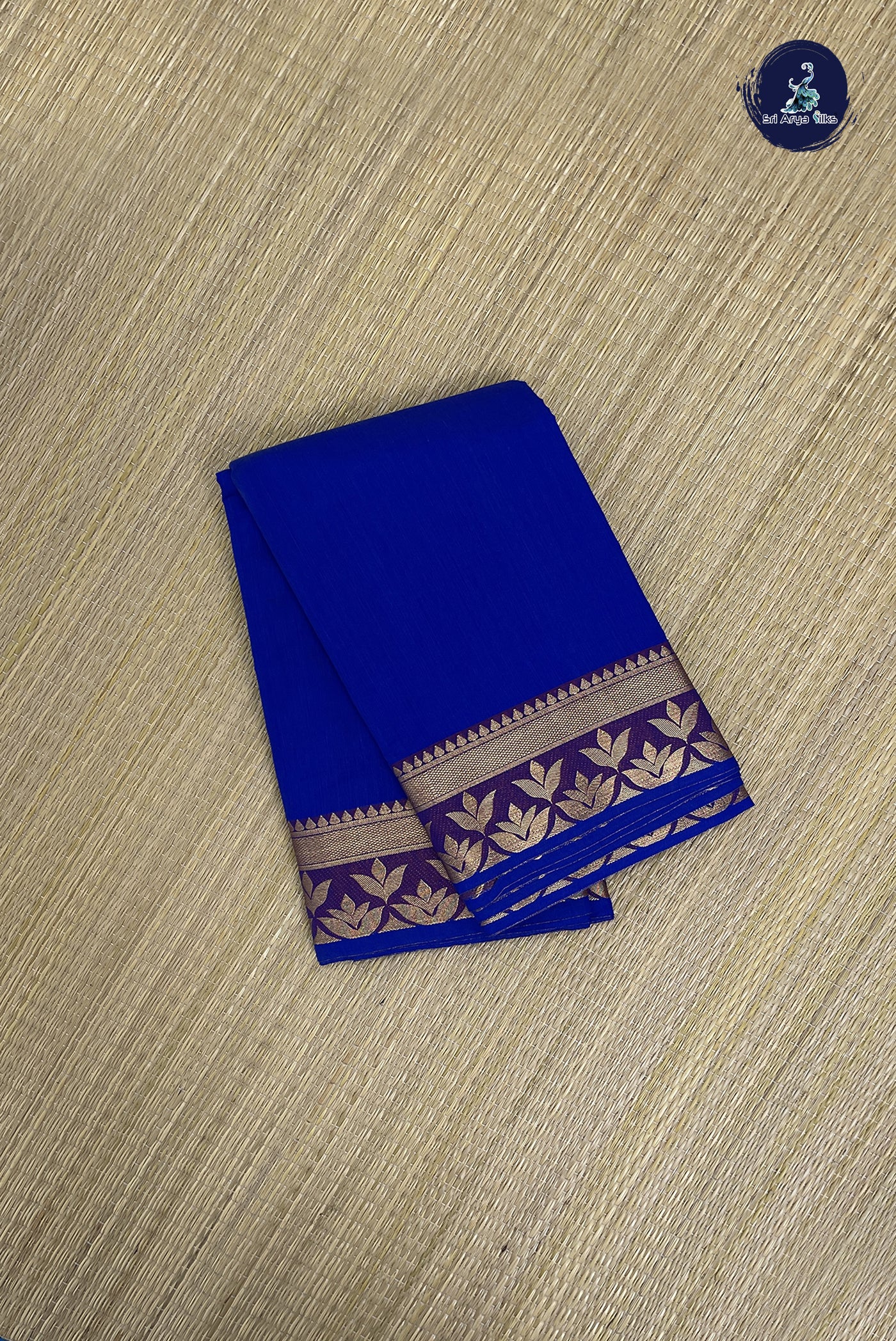 Blue Budget Semi Silk Cotton Saree With Plain Pattern