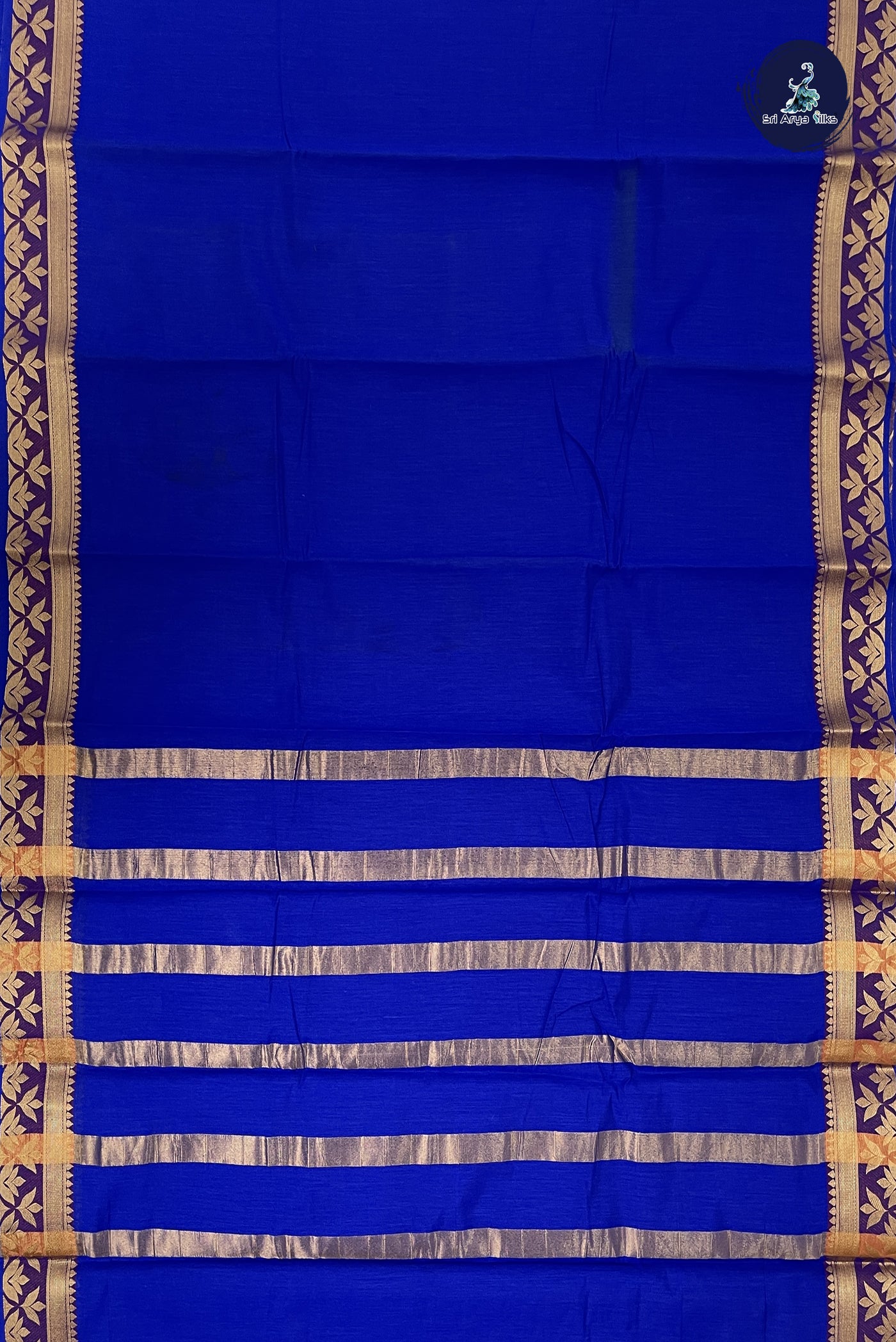Blue Budget Semi Silk Cotton Saree With Plain Pattern