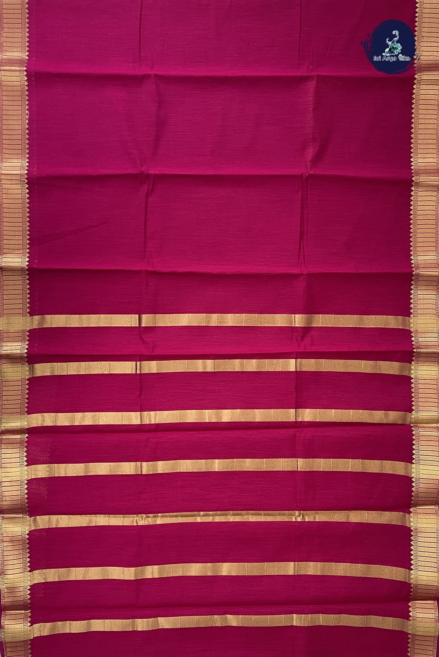 Magenta Budget Semi Silk Cotton Saree With Plain Pattern