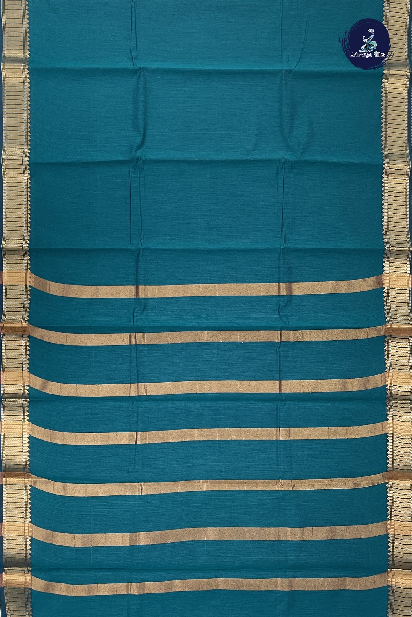 Sapphire Green Budget Semi Silk Cotton Saree With Plain Pattern