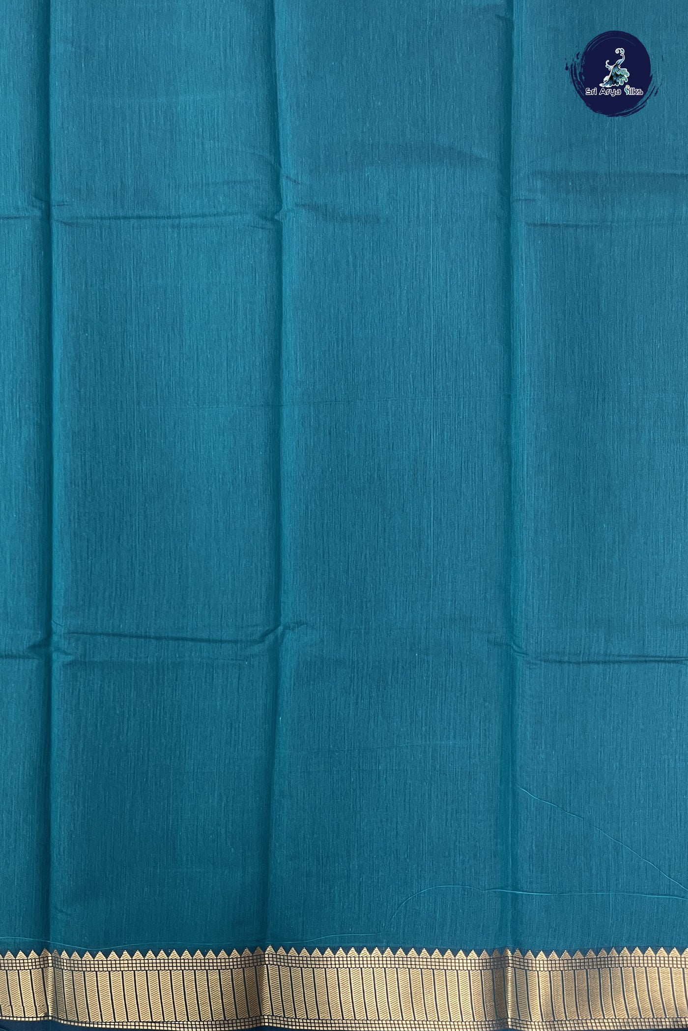 Sapphire Green Budget Semi Silk Cotton Saree With Plain Pattern