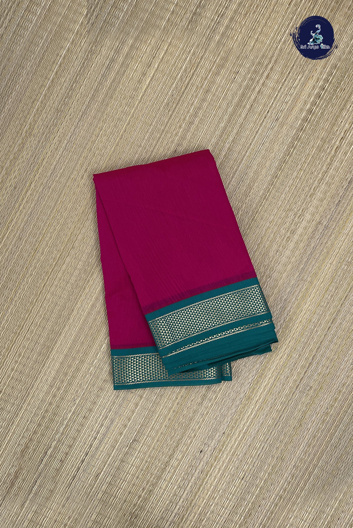 Dark Pink Budget Semi Silk Cotton Saree With Plain Pattern