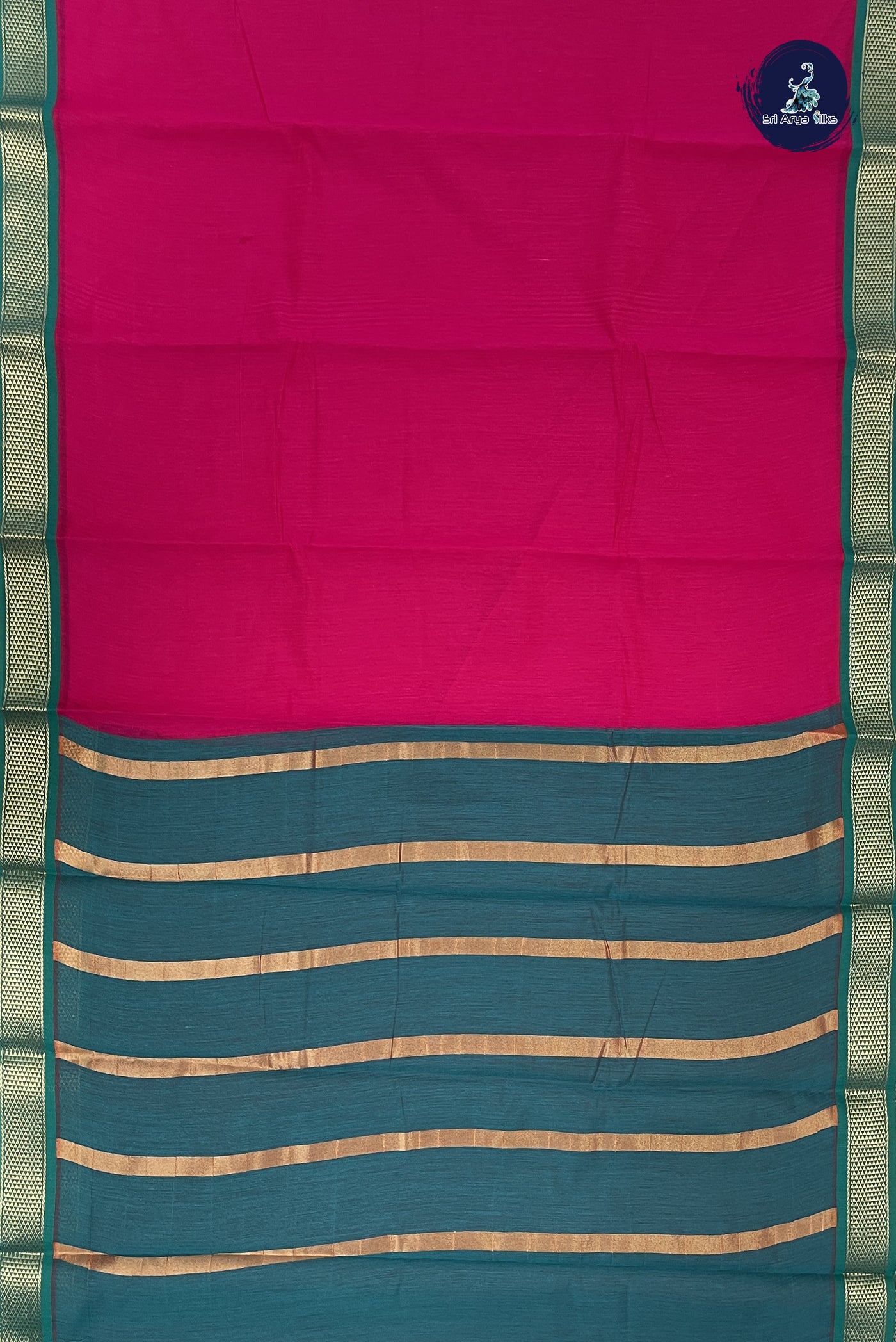 Dark Pink Budget Semi Silk Cotton Saree With Plain Pattern