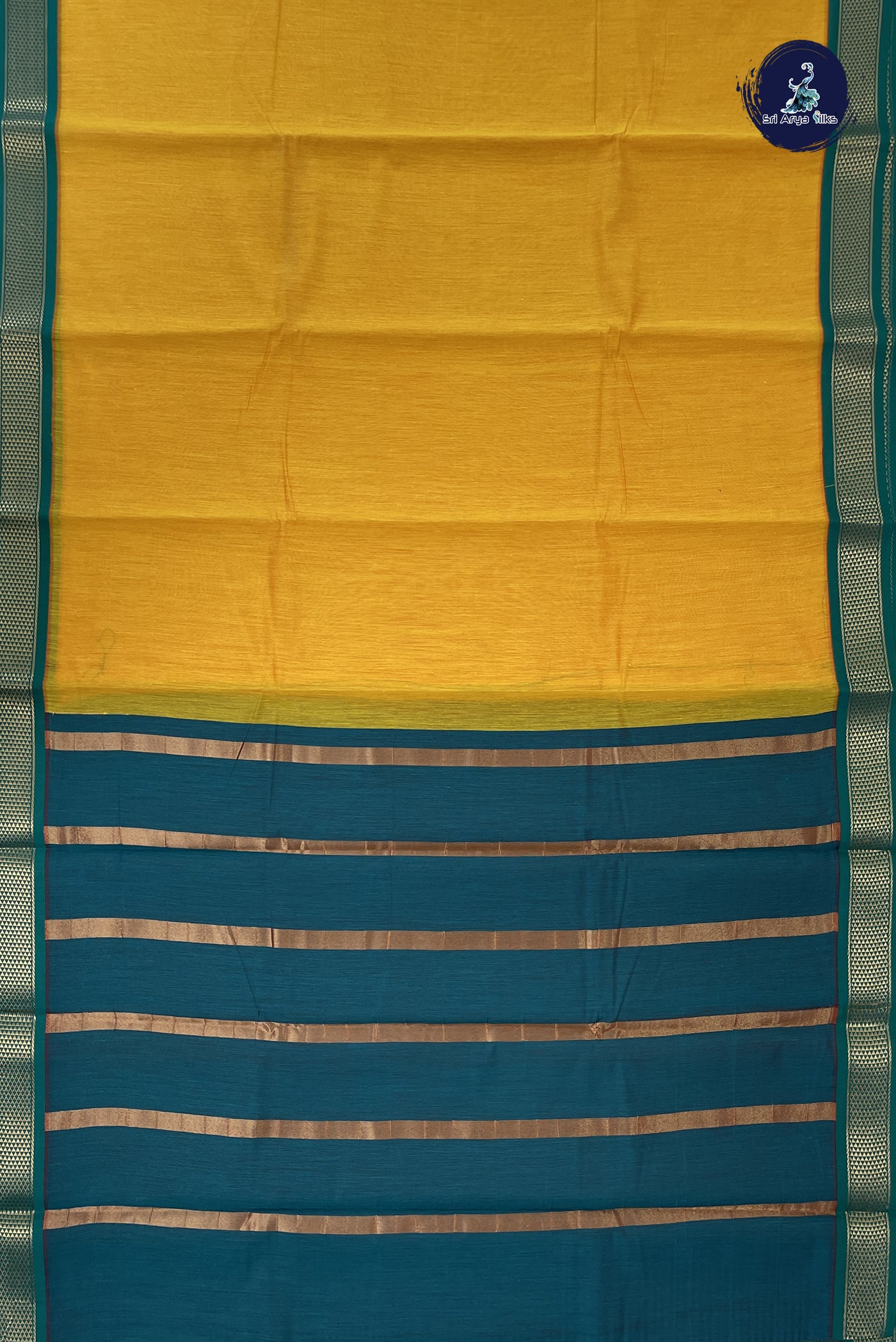 Yellow Budget Semi Silk Cotton Saree With Plain Pattern