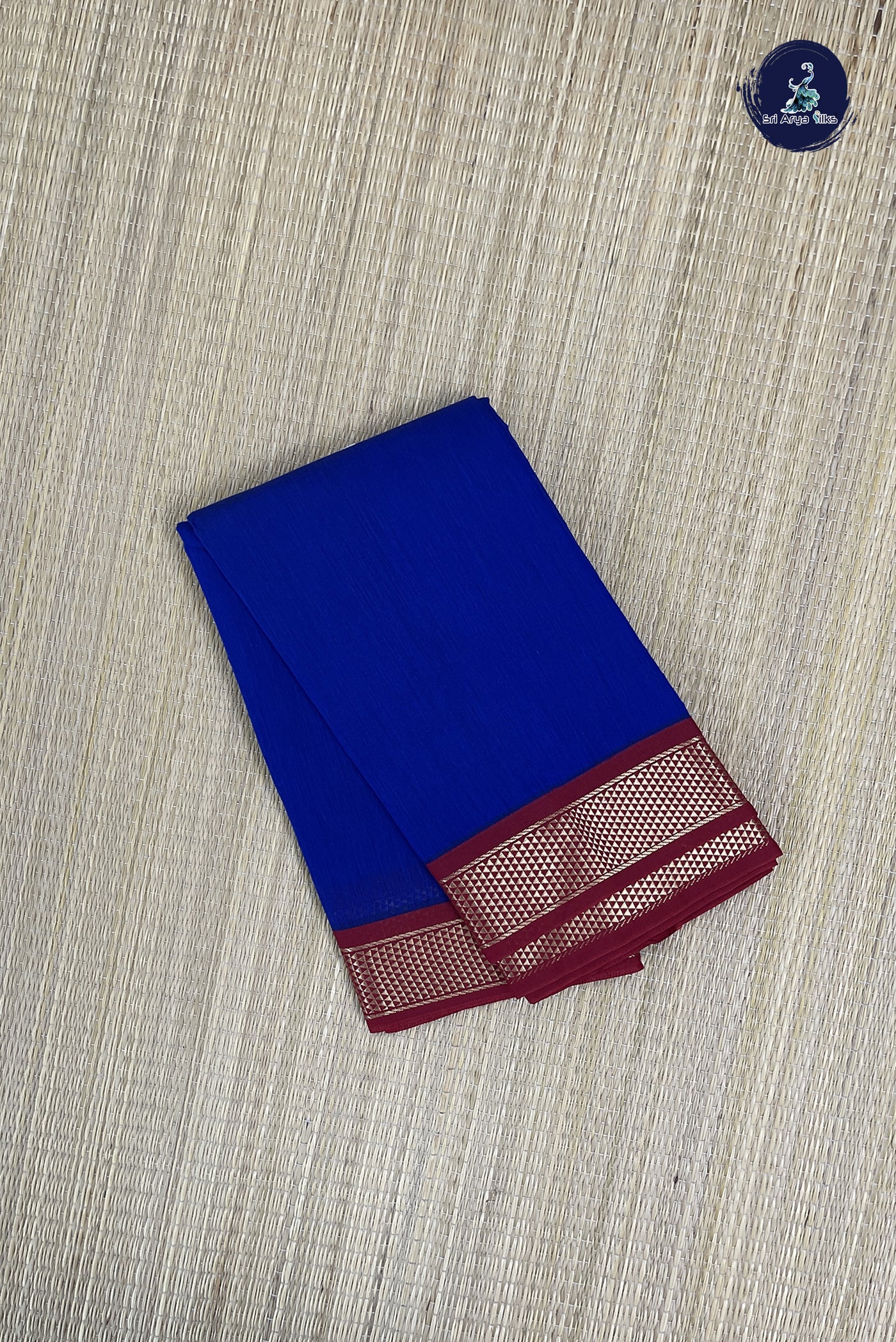 Blue Budget Semi Silk Cotton Saree With Plain Pattern