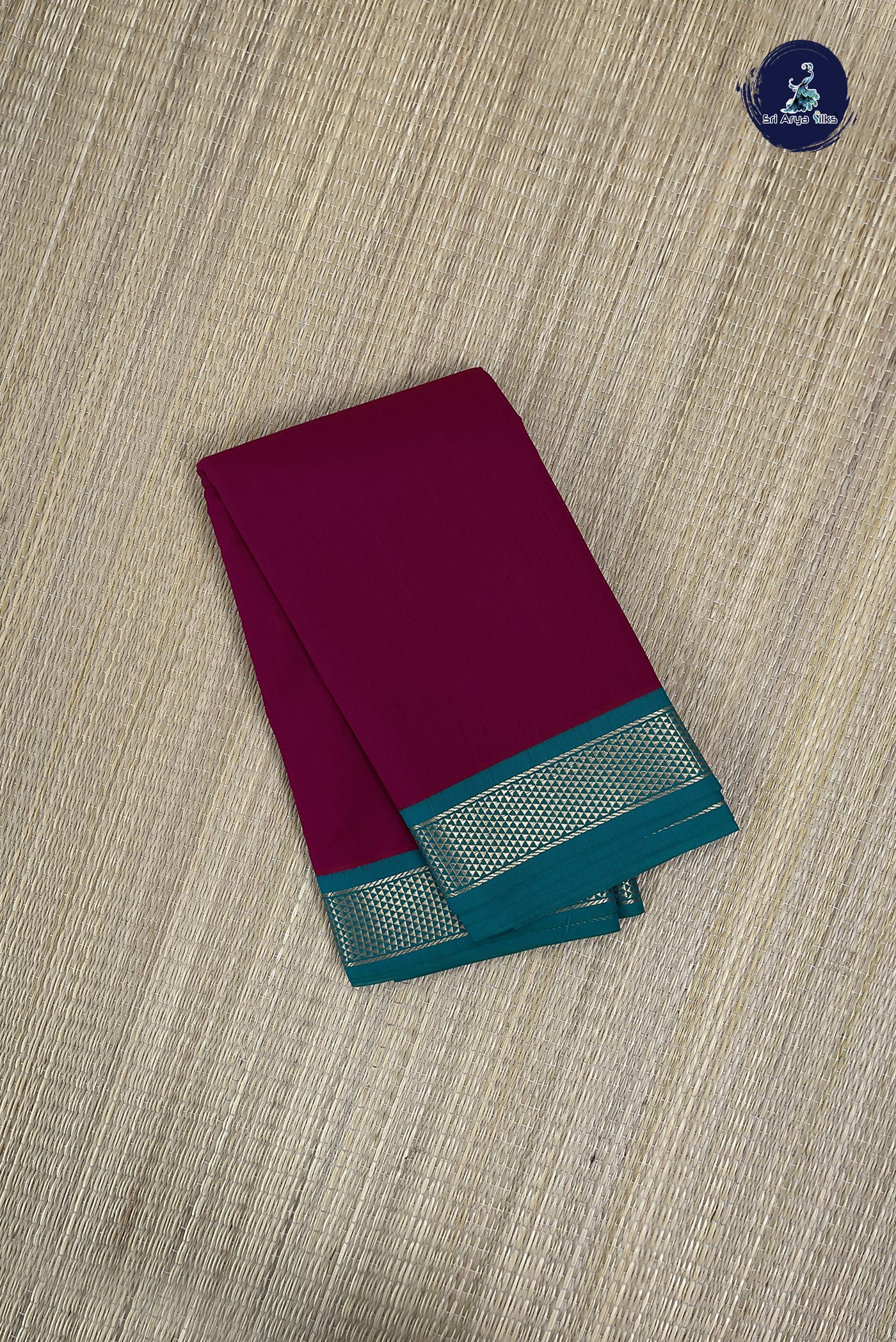 Maroon Budget Semi Silk Cotton Saree With Plain Pattern