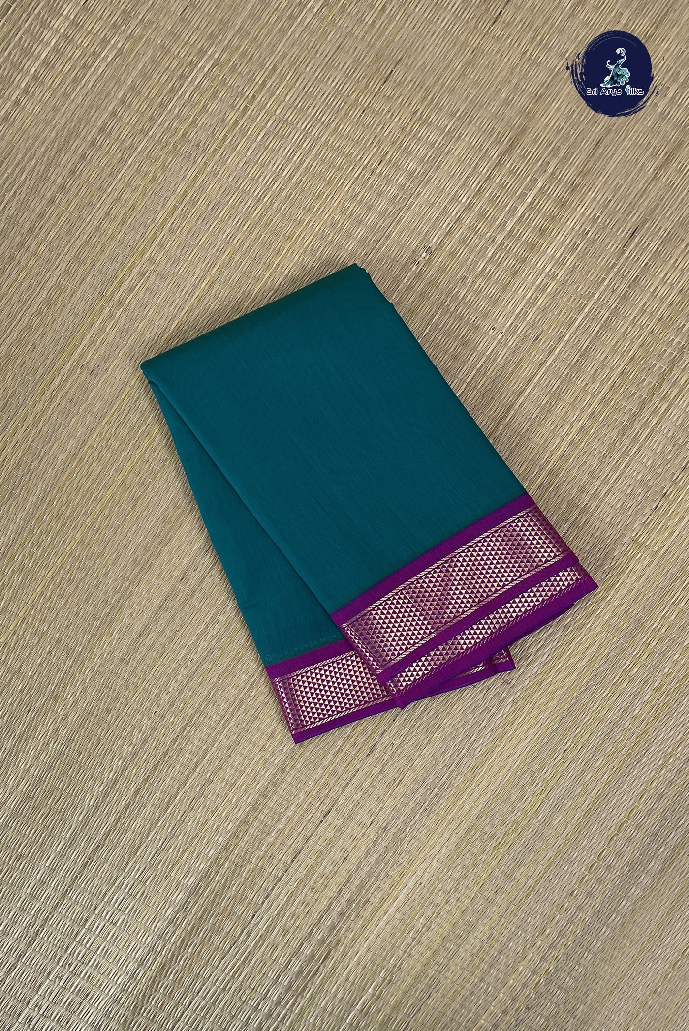 Green Budget Semi Silk Cotton Saree With Plain Pattern