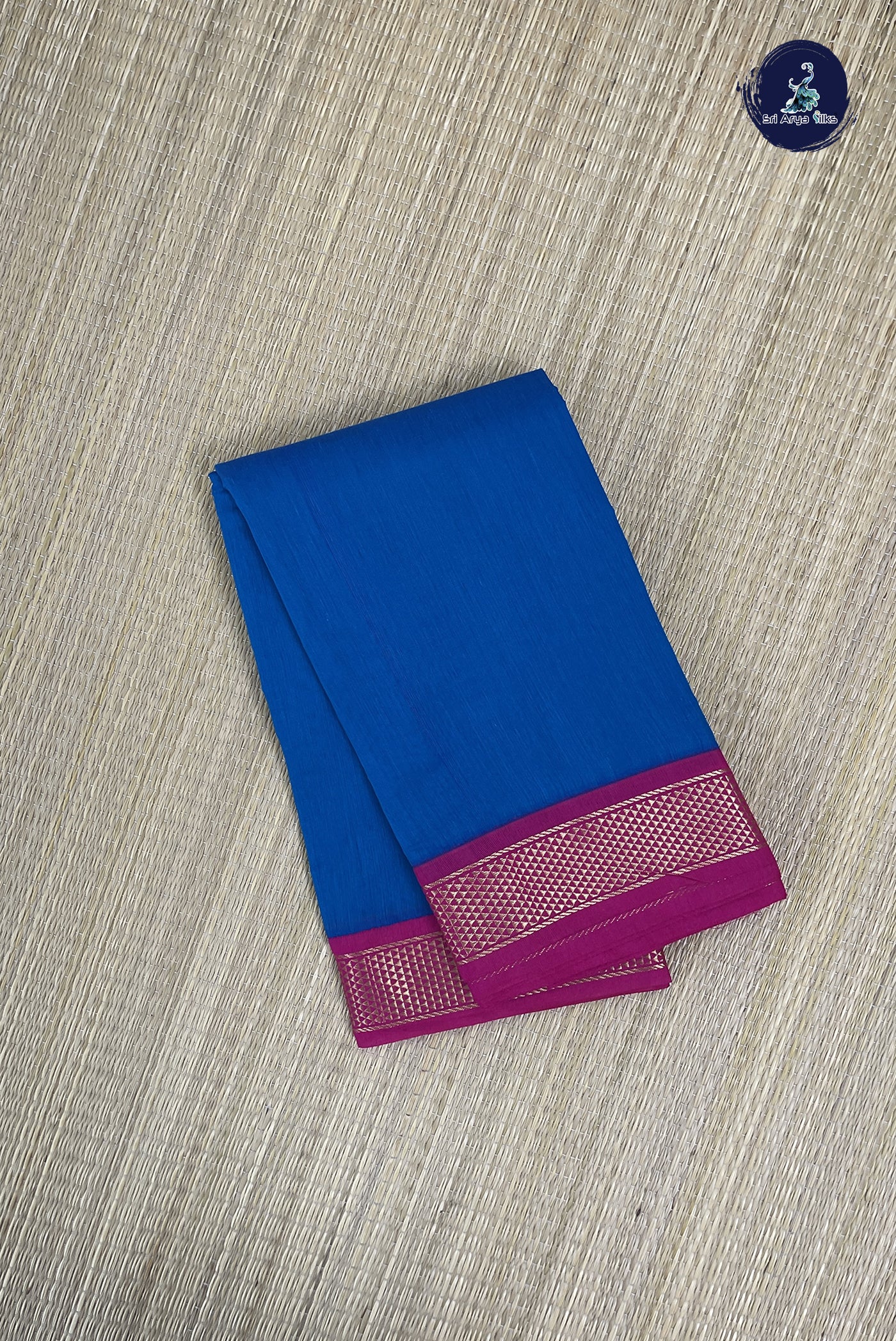 Blue Budget Semi Silk Cotton Saree With Plain Pattern