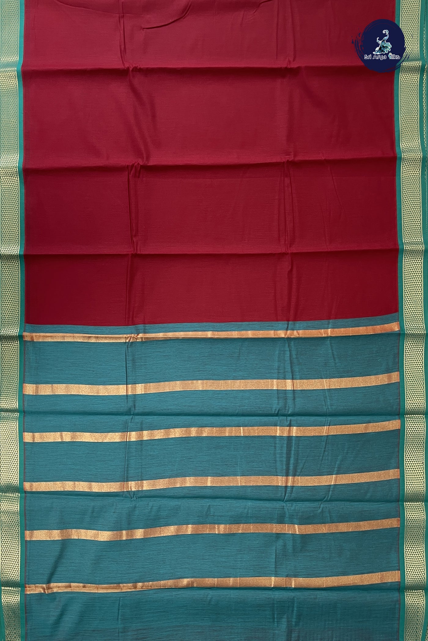 Maroon Budget Semi Silk Cotton Saree With Plain Pattern