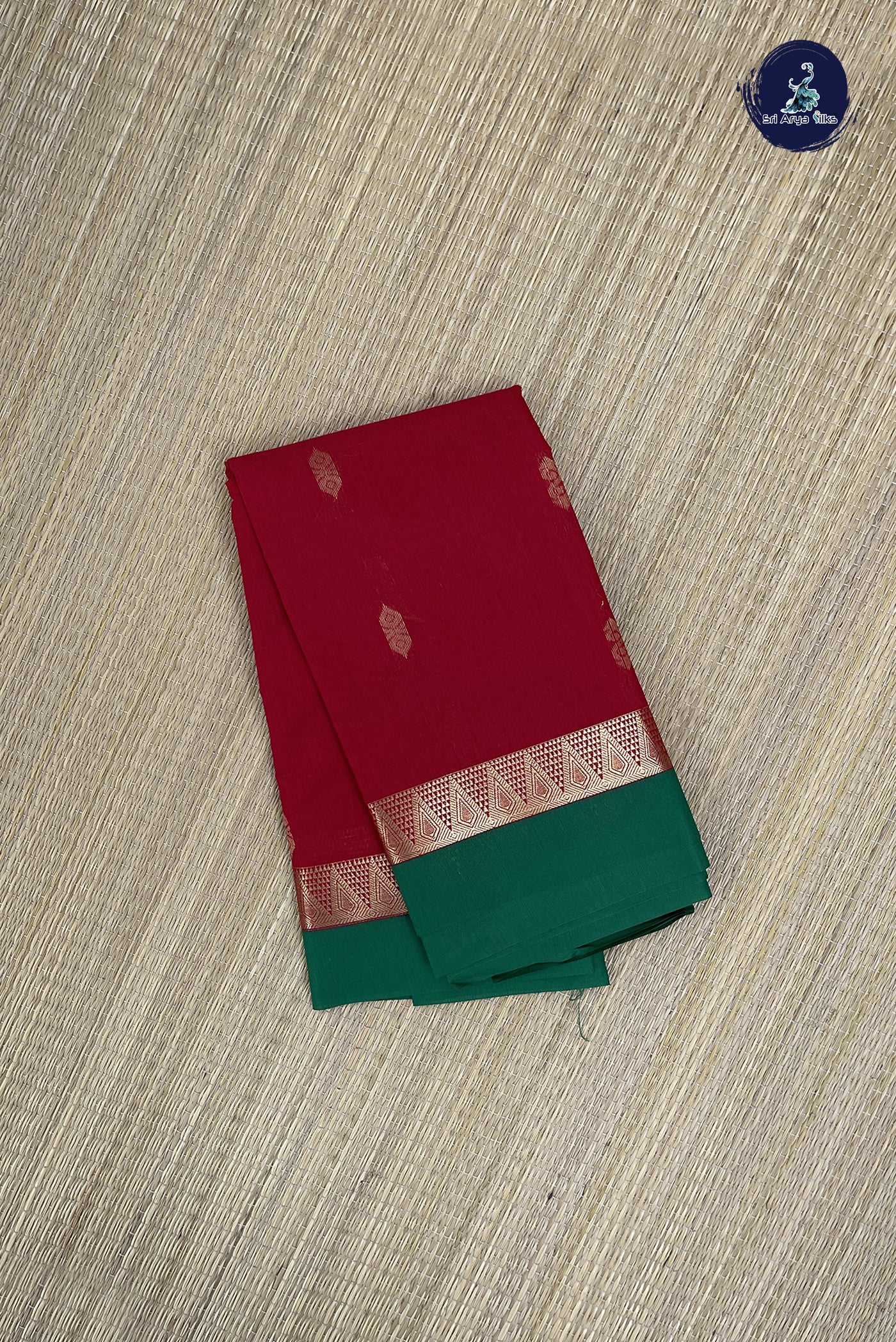 Red Budget Semi Silk Cotton Saree With Zari Buttas Pattern