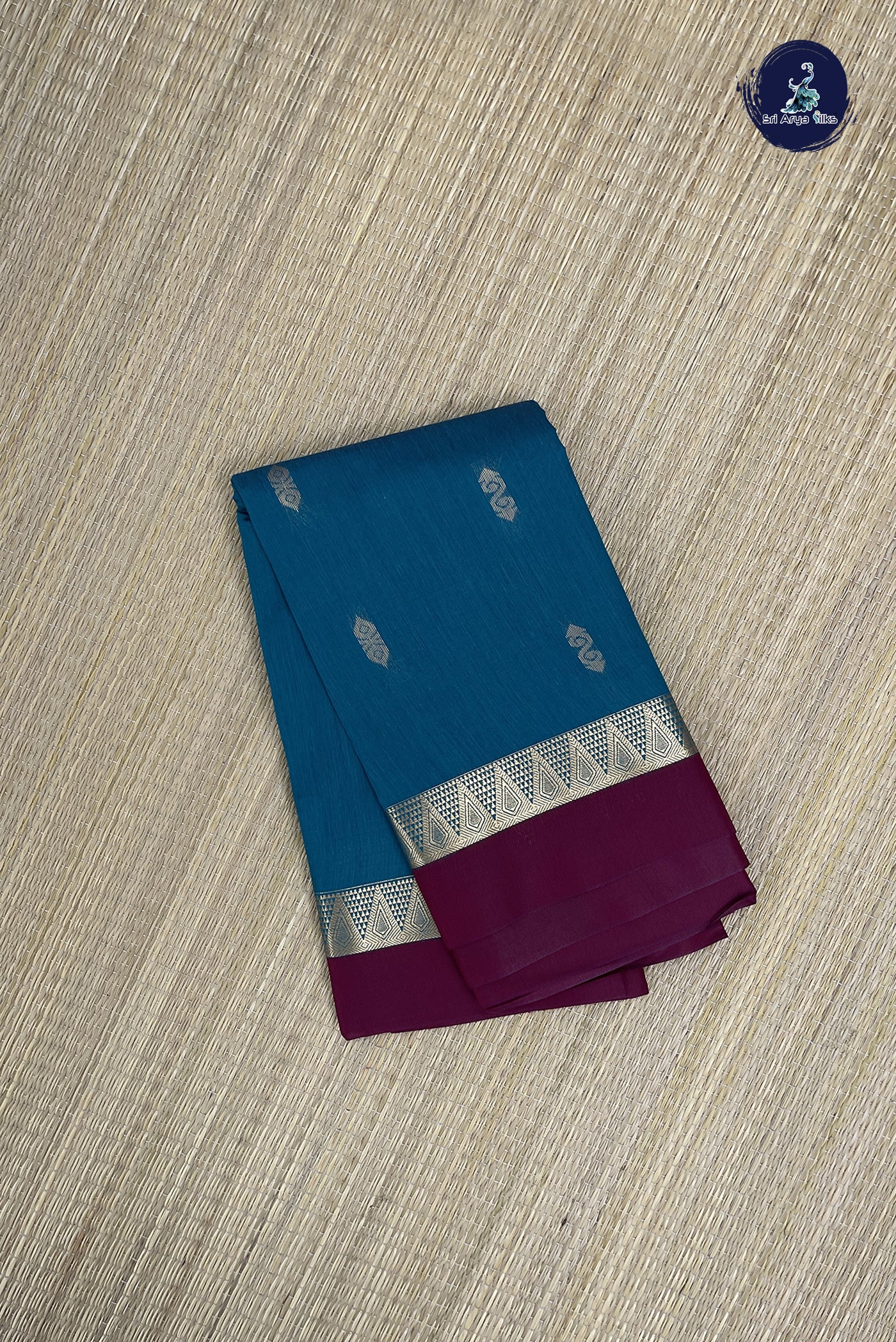 Peacock Green Budget Semi Silk Cotton Saree With Zari Buttas Pattern