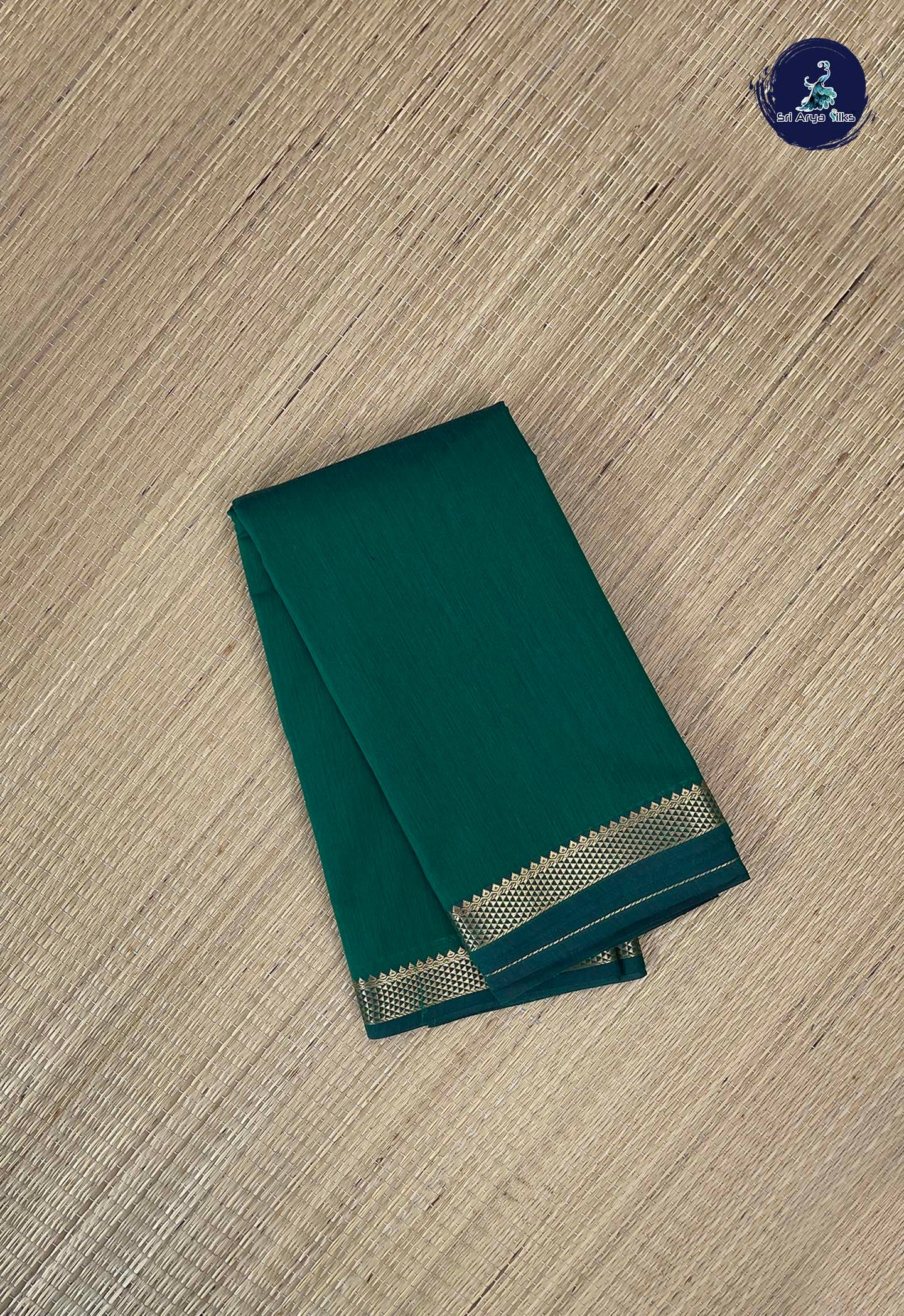 Green Budget Semi Silk Cotton Saree With Plain Pattern