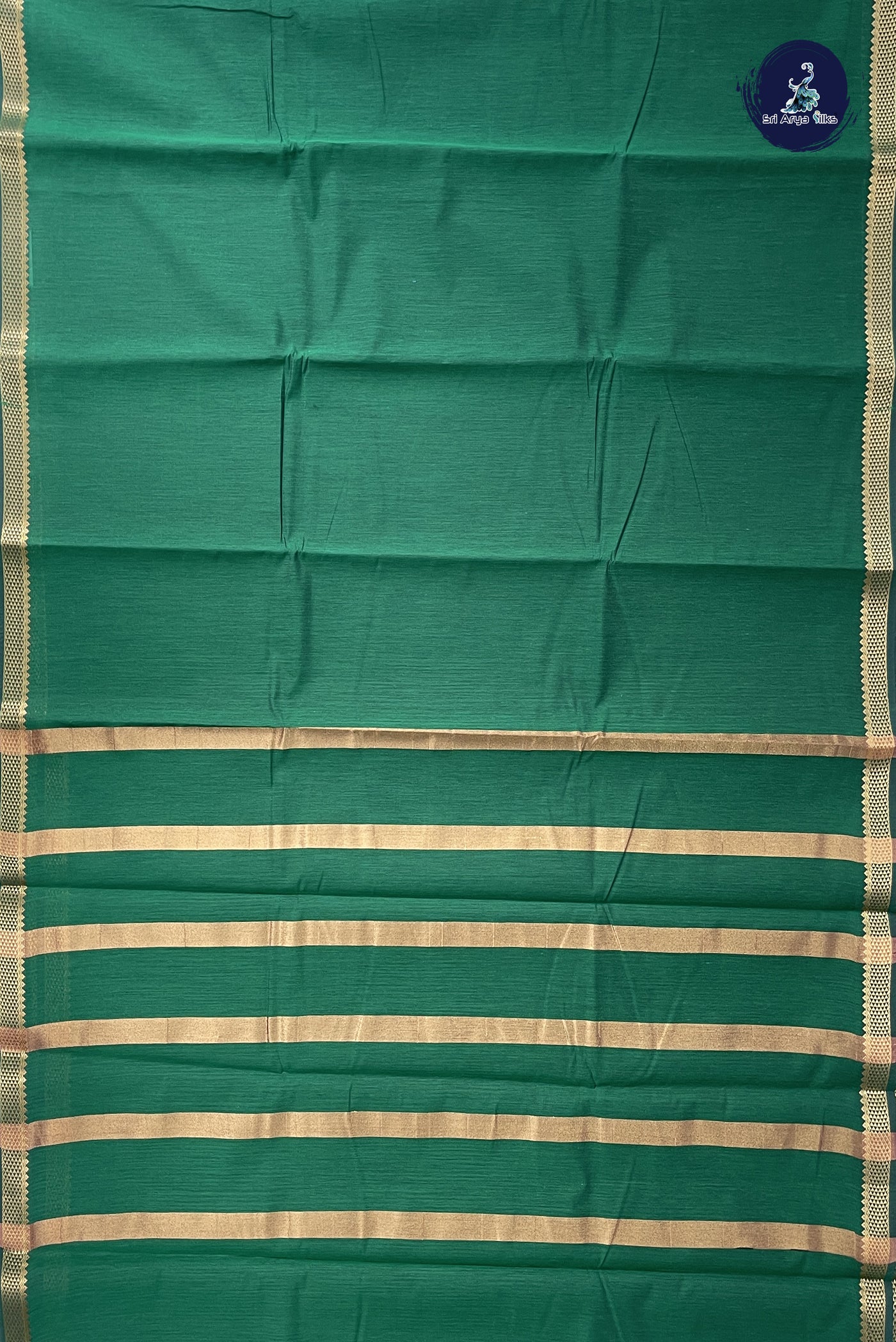 Green Budget Semi Silk Cotton Saree With Plain Pattern