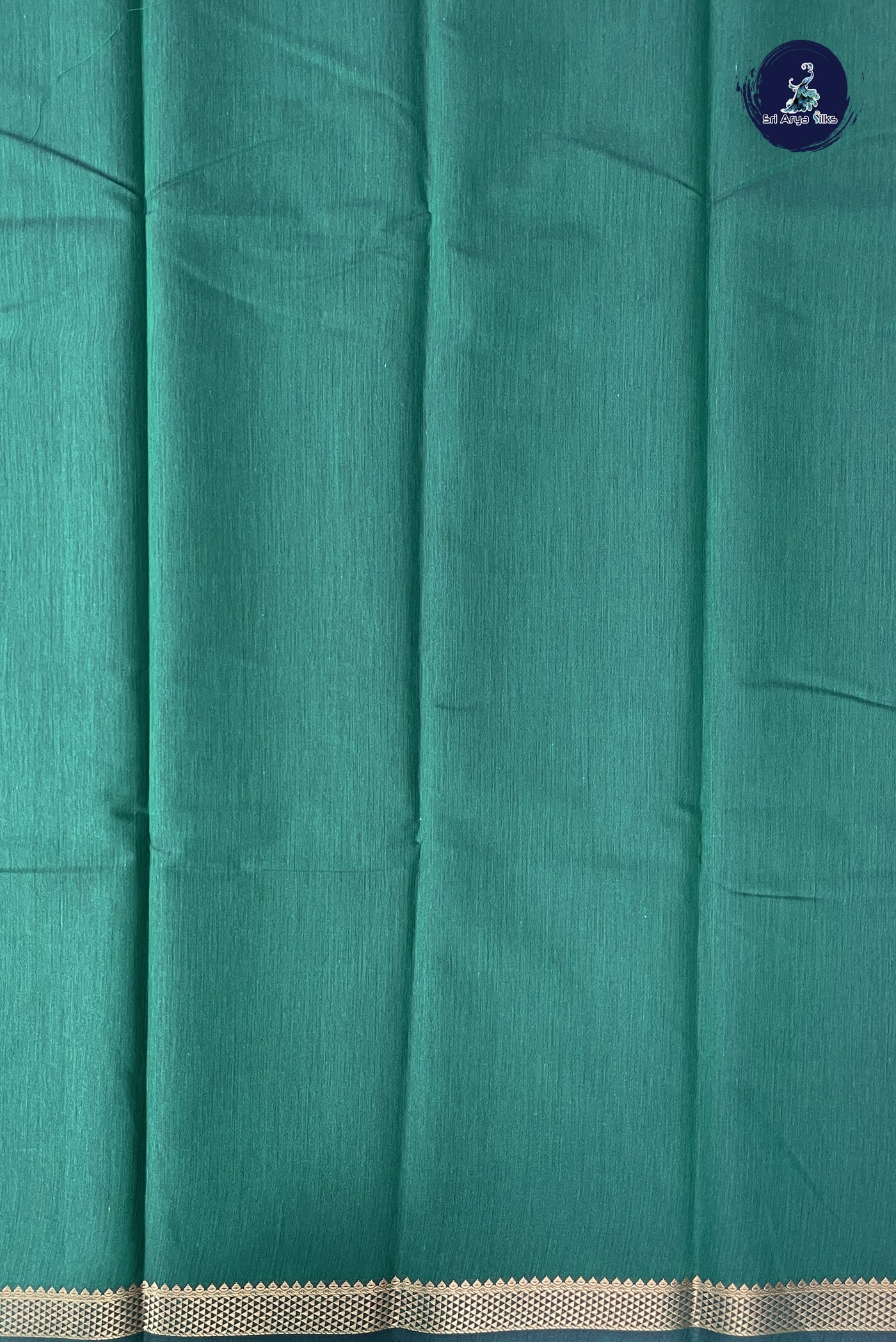 Green Budget Semi Silk Cotton Saree With Plain Pattern