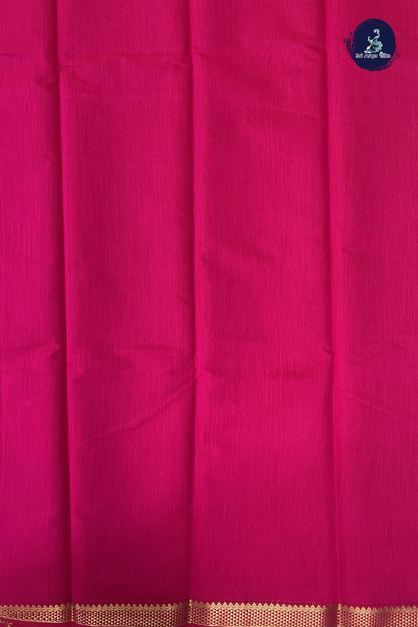 Dark Pink Budget Semi Silk Cotton Saree With Plain Pattern