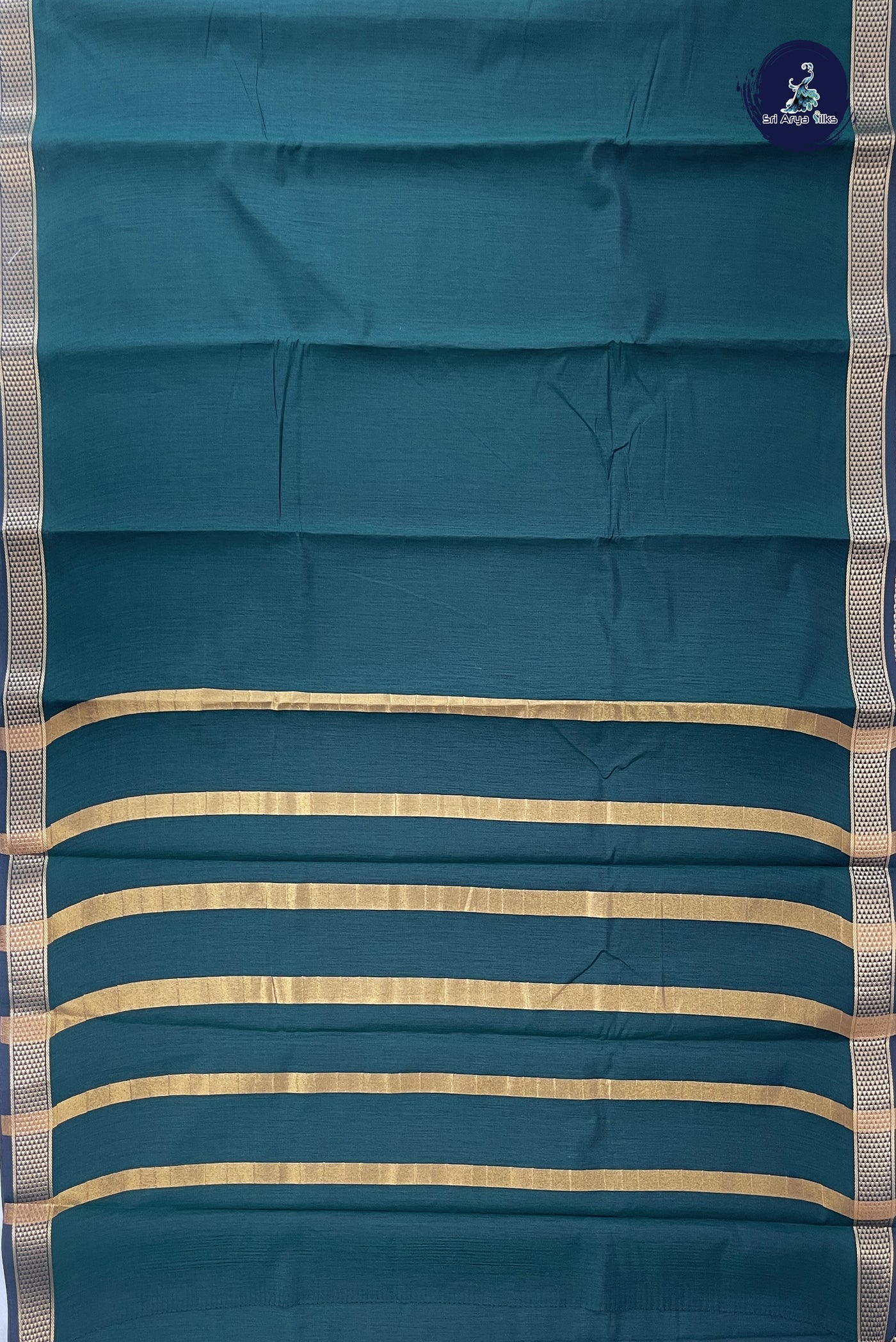 Dark Green Budget Semi Silk Cotton Saree With Plain Pattern