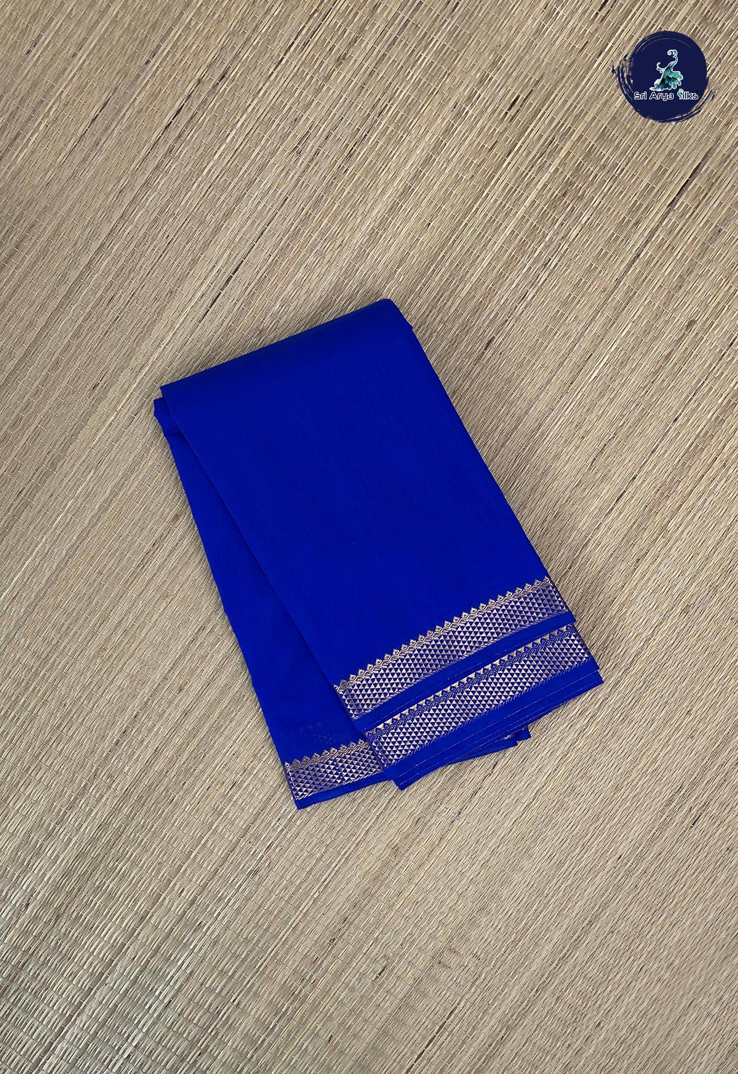 MS Blue Budget Semi Silk Cotton Saree With Plain Pattern