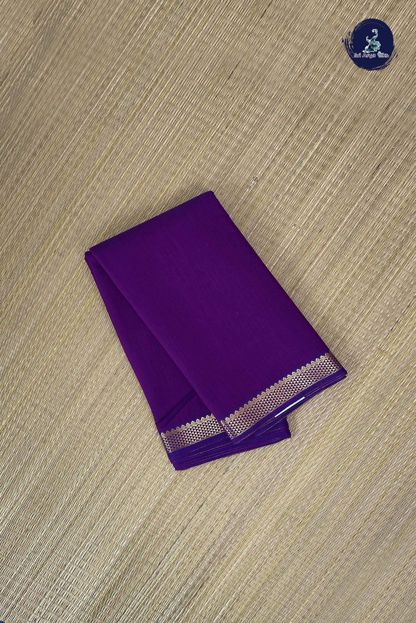 Dual Tone Purple Budget Semi Silk Cotton Saree With Plain Pattern