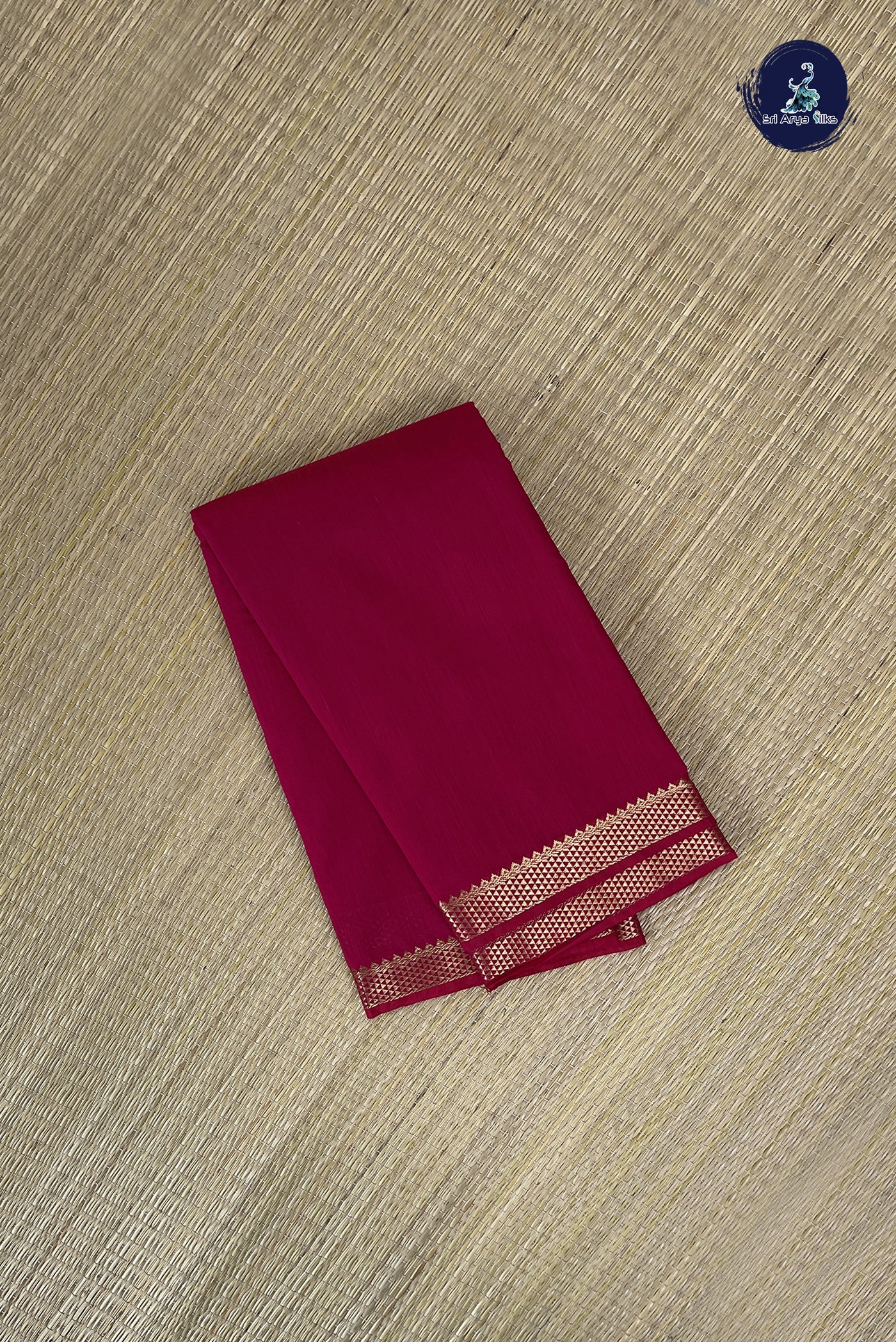 Dark Pink Budget Semi Silk Cotton Saree With Plain Pattern