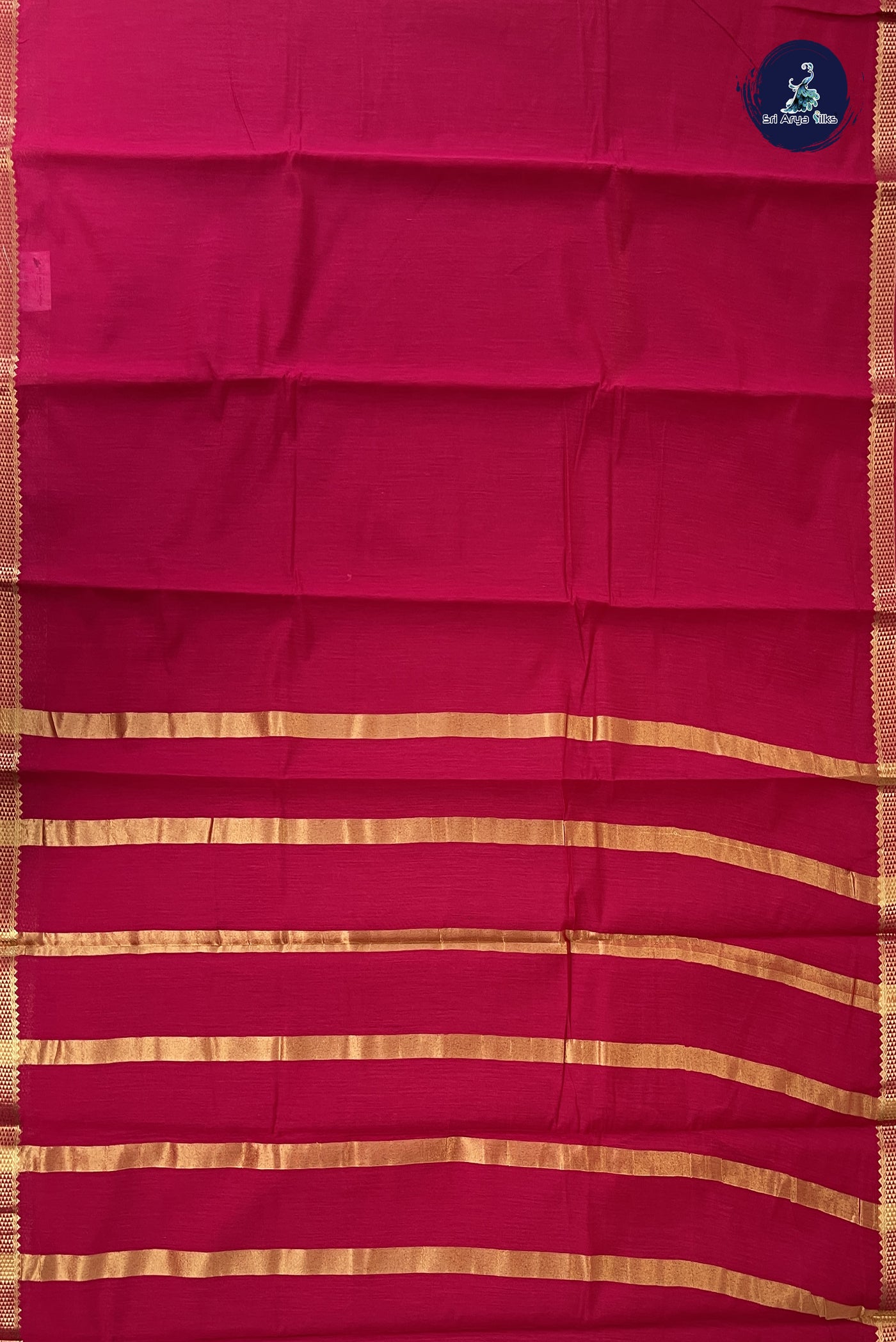 Dark Pink Budget Semi Silk Cotton Saree With Plain Pattern