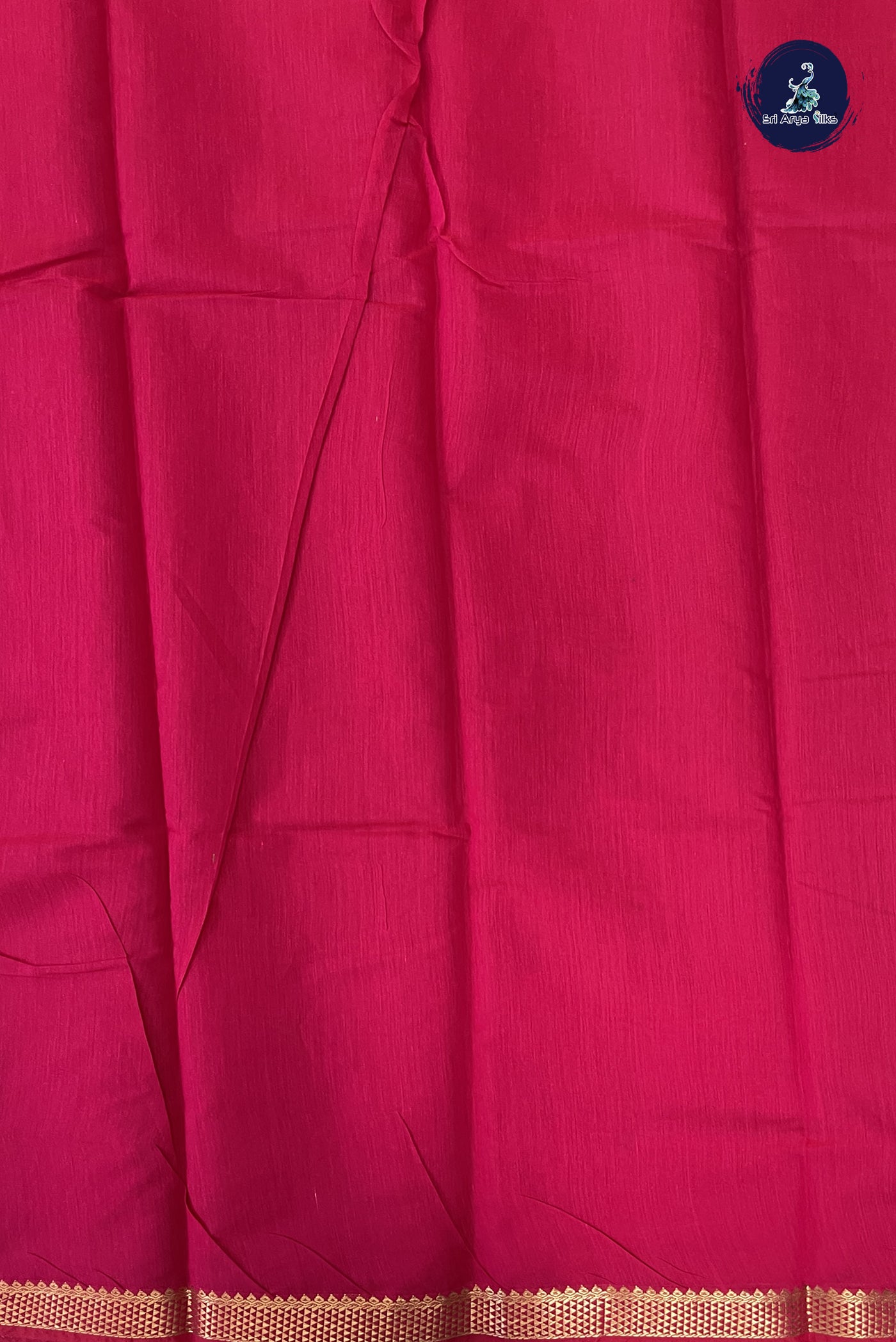 Dark Pink Budget Semi Silk Cotton Saree With Plain Pattern