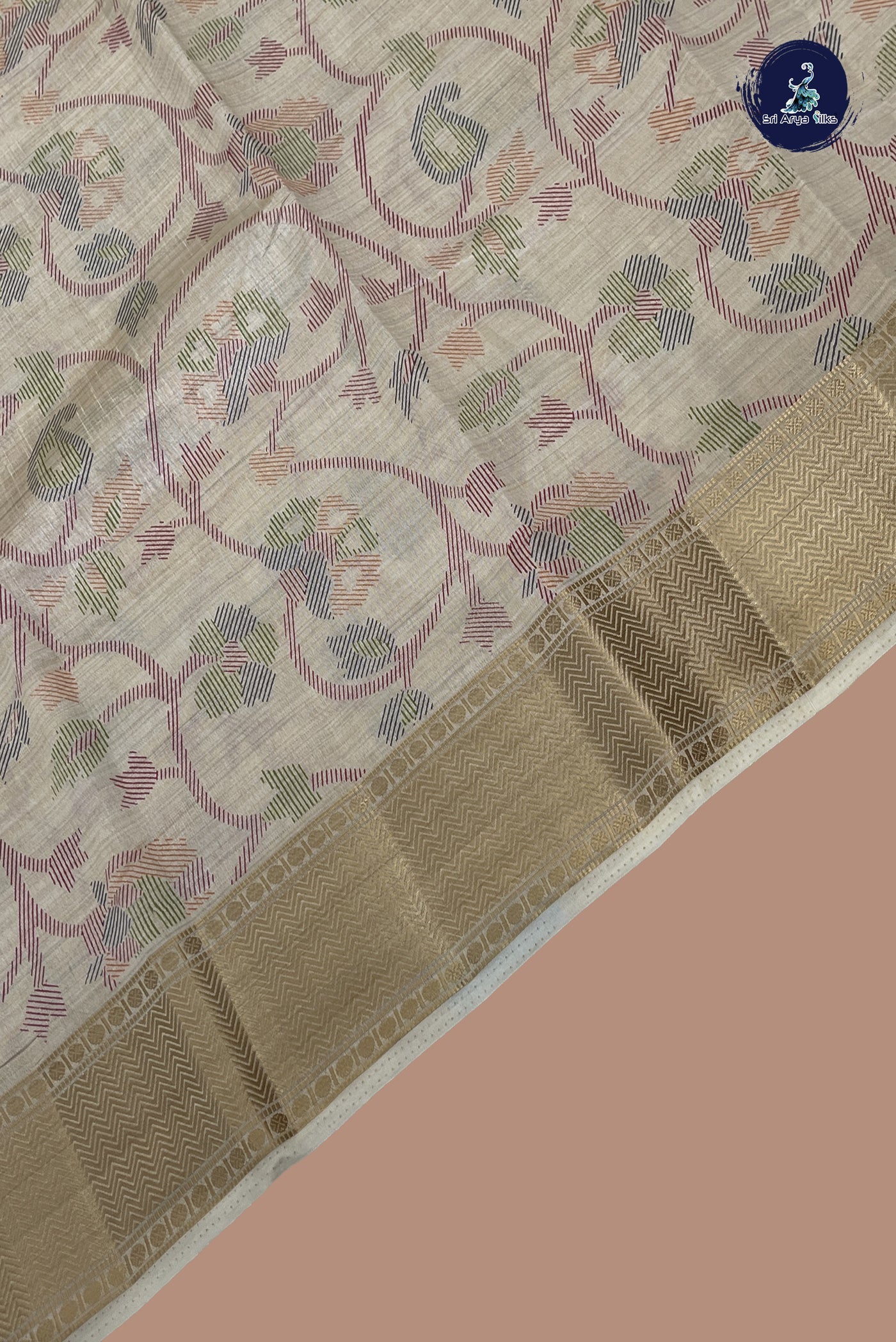Off White Semi Tussar Saree With Printed Pattern