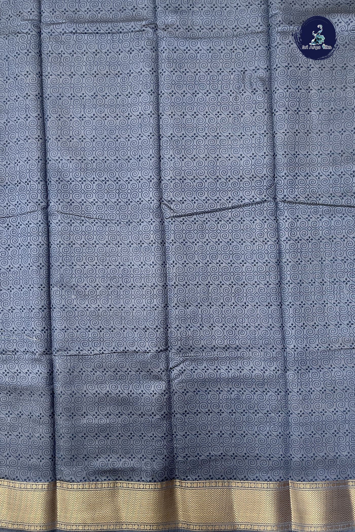 Grey Semi Tussar Saree With Printed Pattern