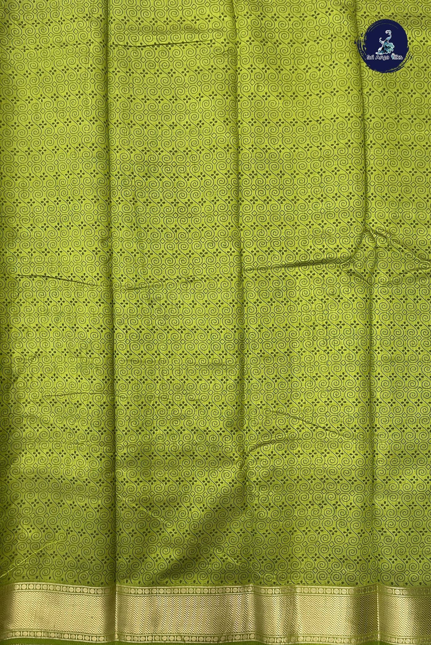 Light Green Semi Tussar Saree With Printed Pattern