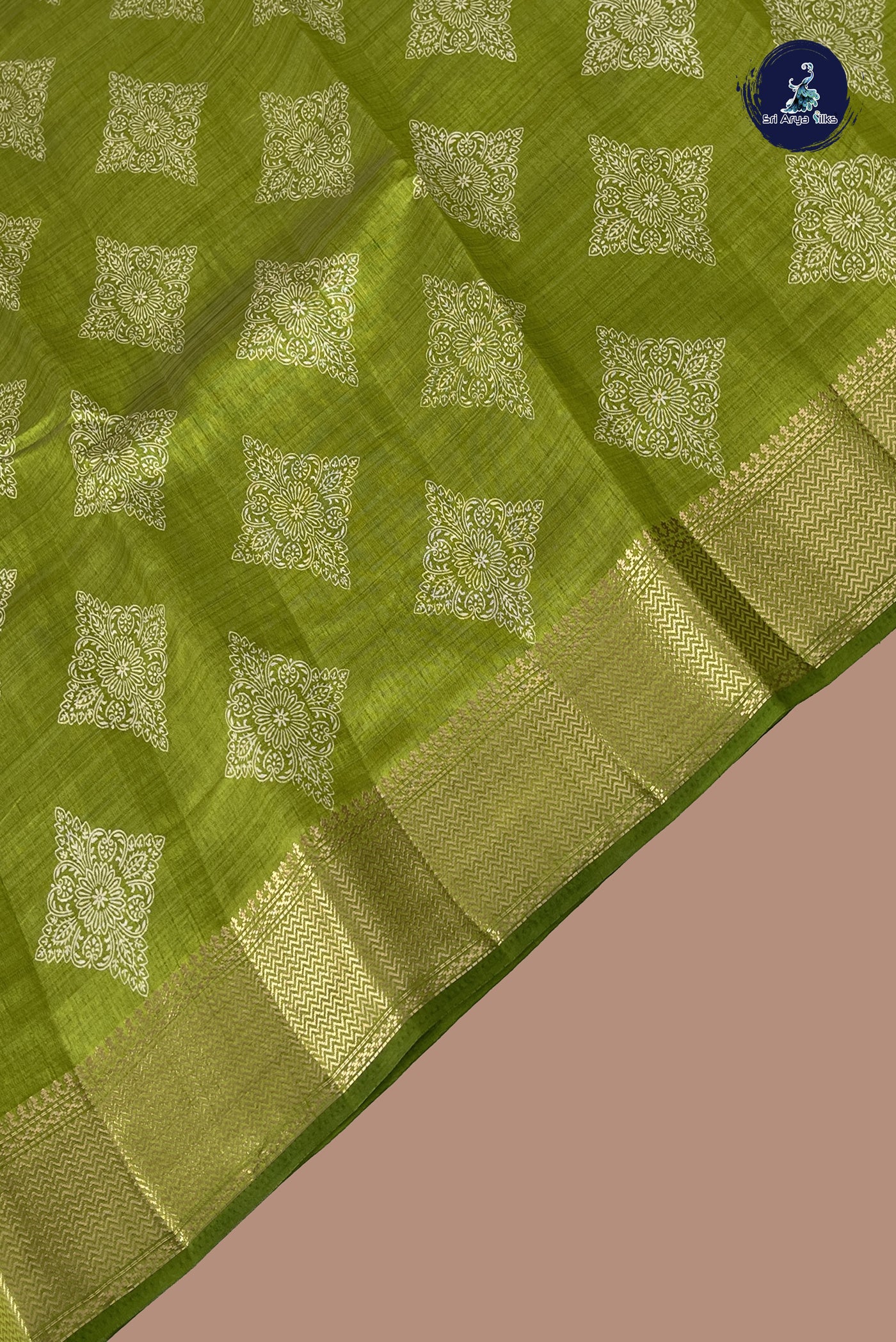 Light Green Semi Tussar Saree With Printed Pattern