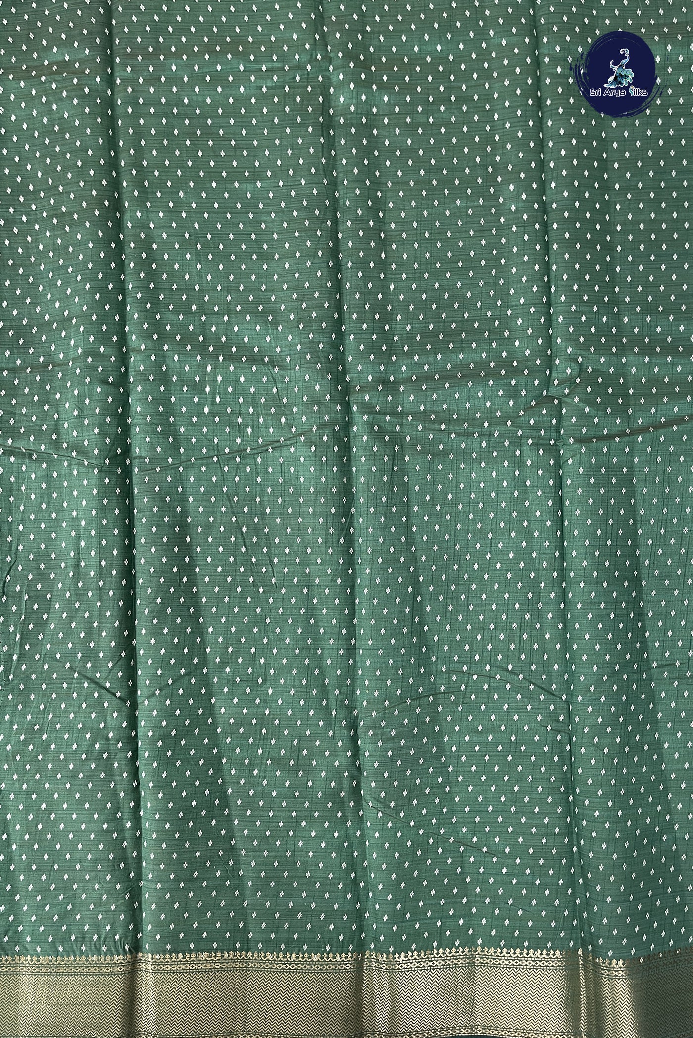 Dark Green Semi Tussar Saree With Printed Pattern