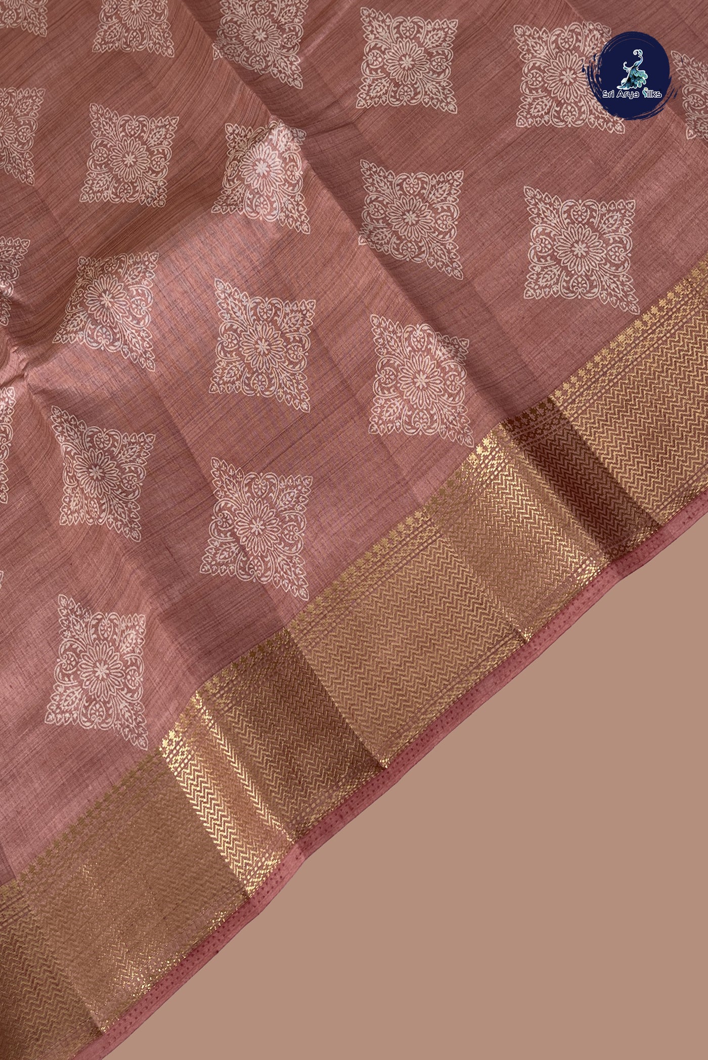 Pastel Shade Semi Tussar Saree With Printed Pattern