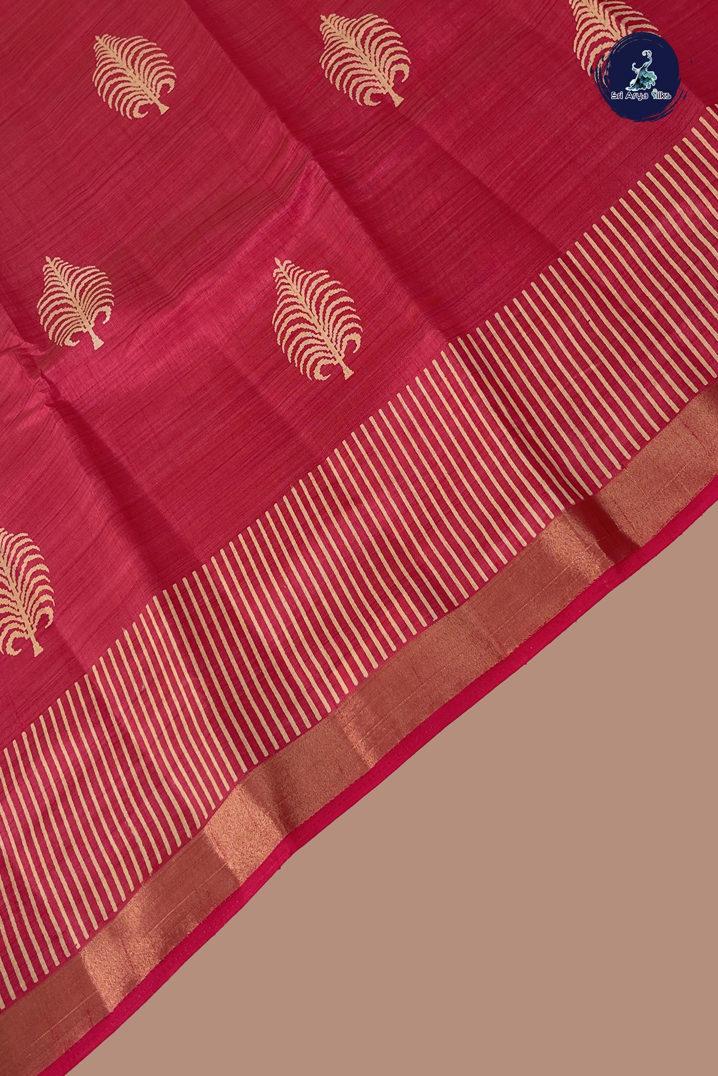 Pink Semi Tussar Saree With Printed Pattern