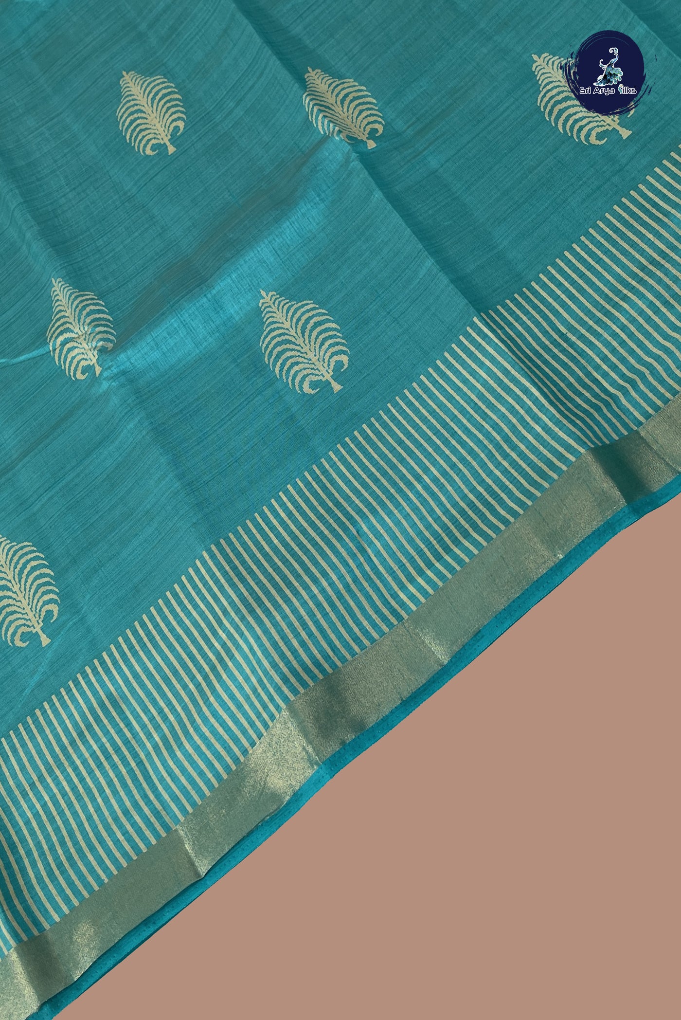 Turquoise Semi Tussar Saree With Printed Pattern