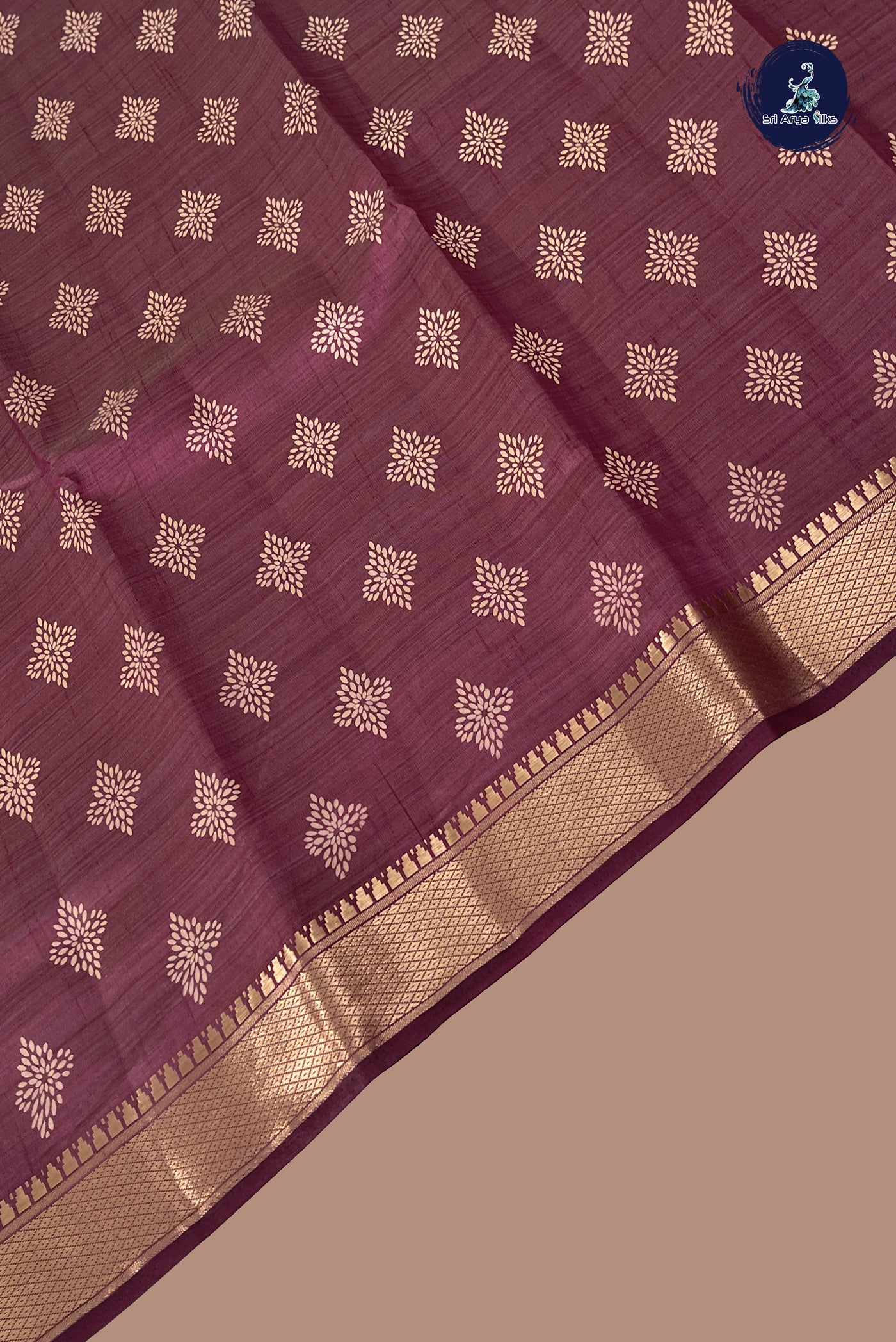 Burgundy Semi Tussar Saree With Printed Pattern