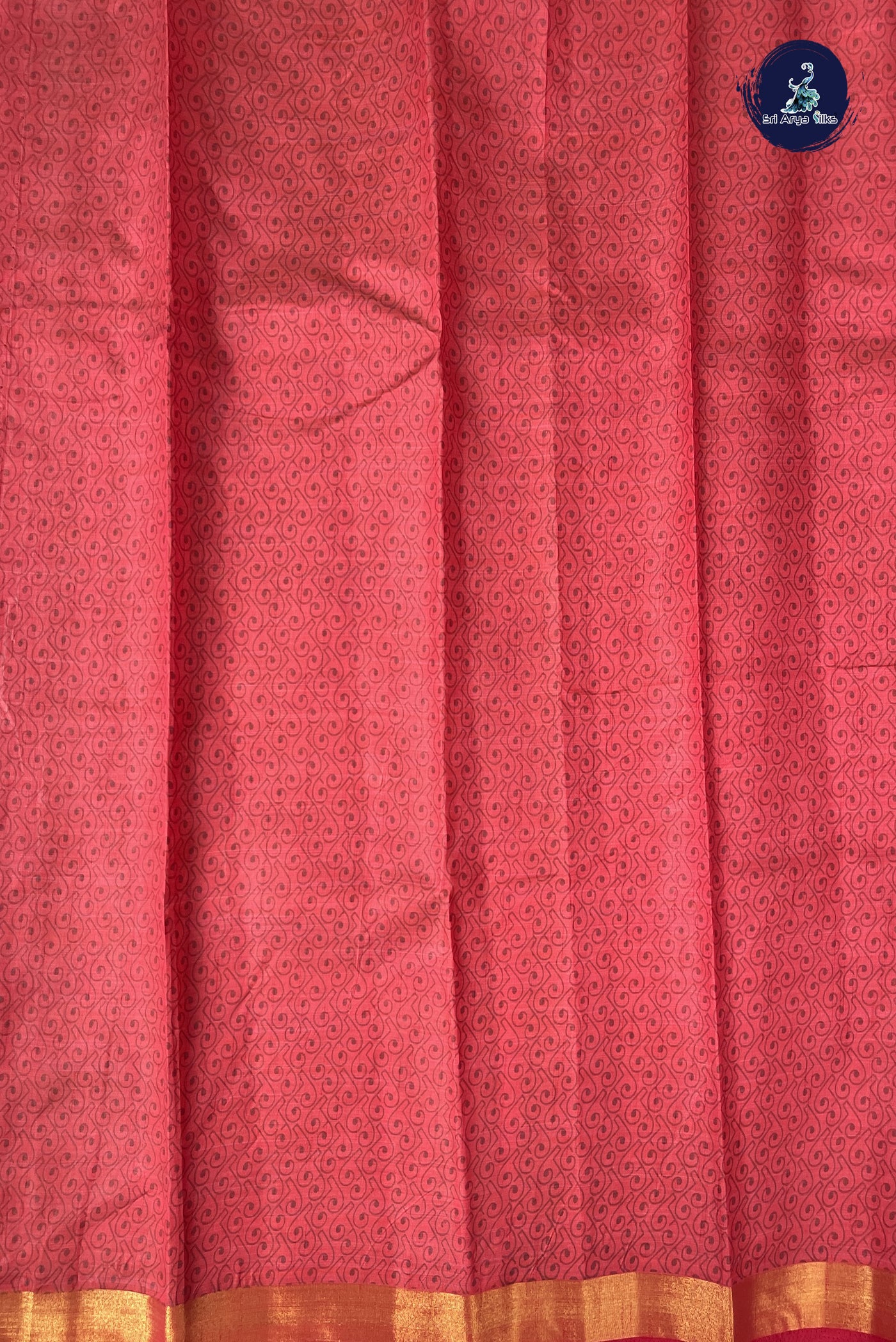 Red Semi Tussar Saree With Printed Pattern