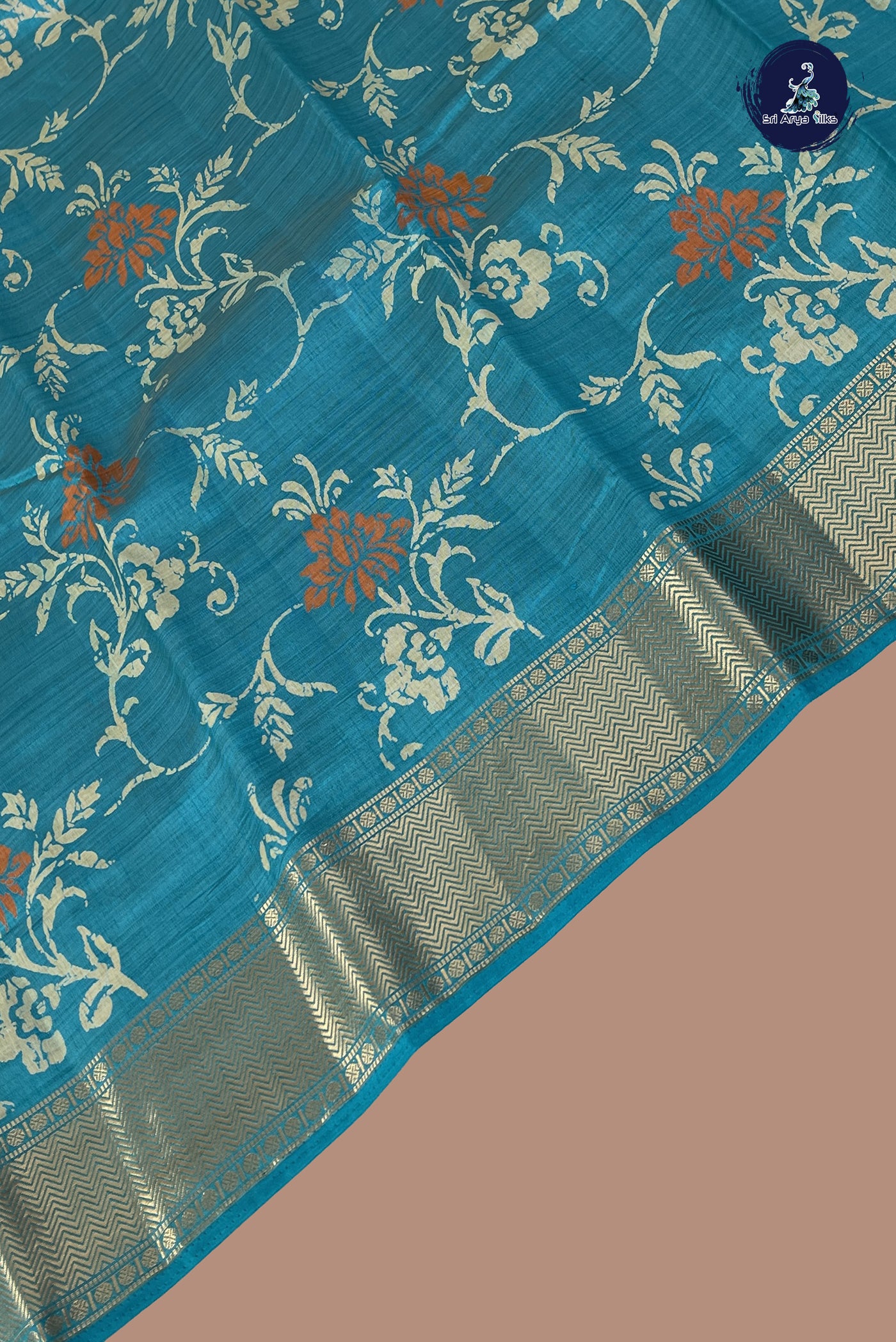 Blue Semi Tussar Saree With Printed Pattern