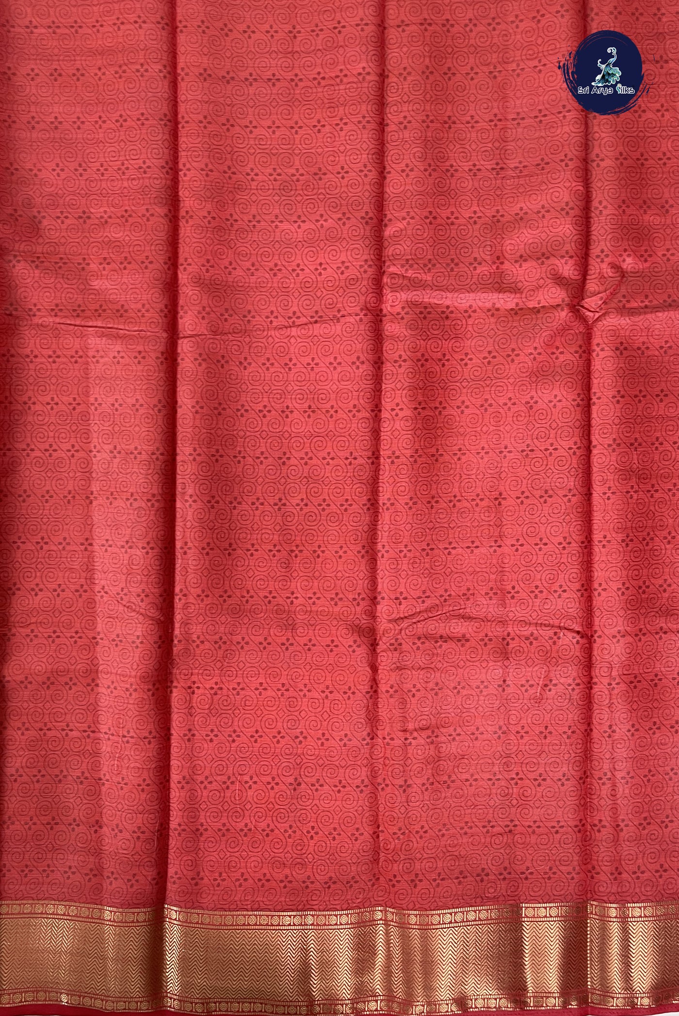 Red Semi Tussar Saree With Printed Pattern