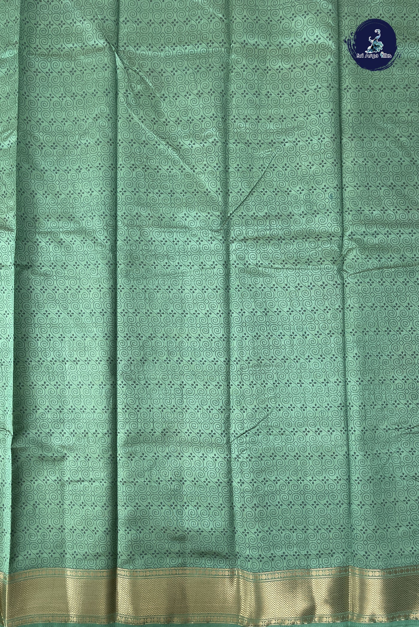 Pastel Green Semi Tussar Saree With Printed Pattern
