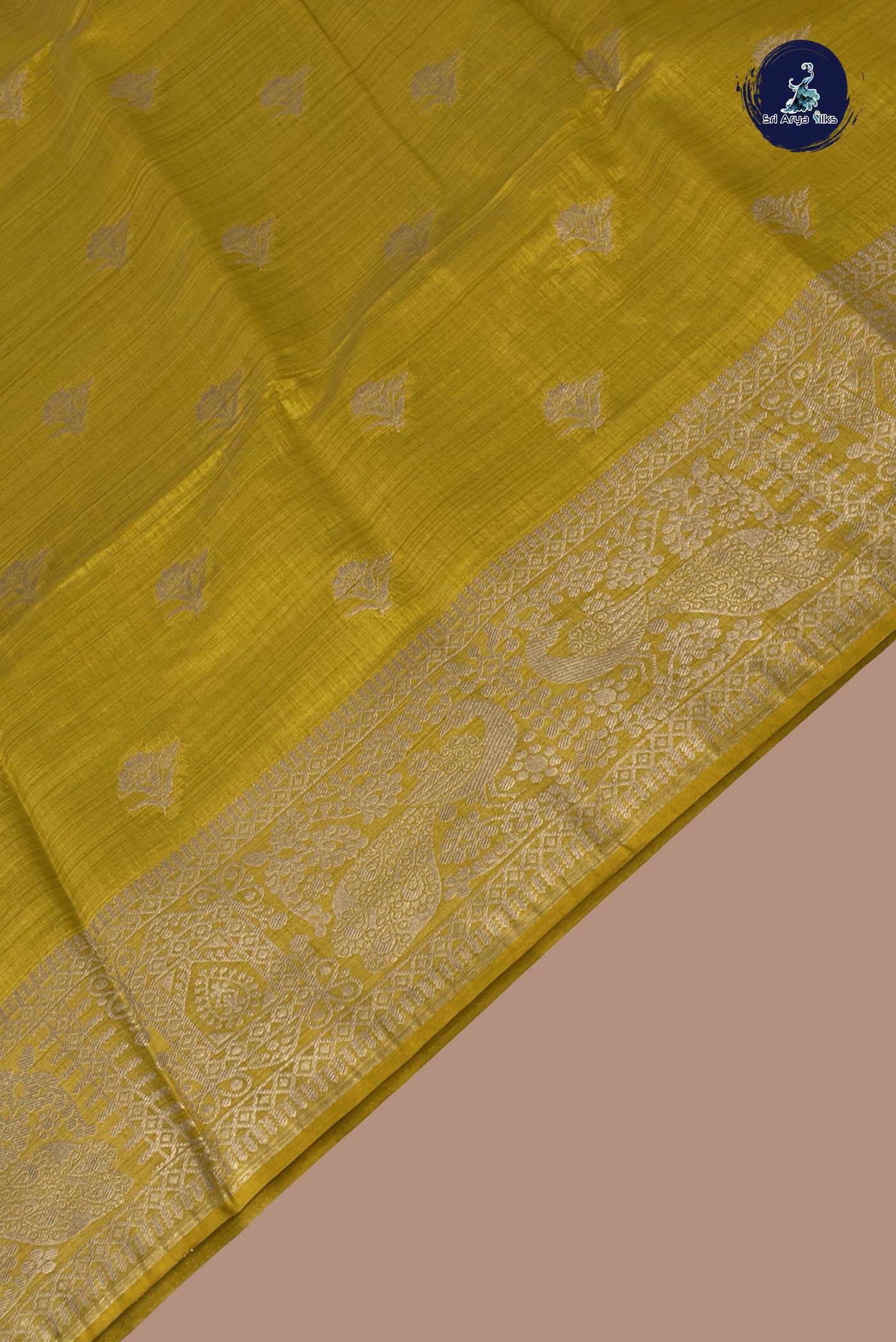 Yellow Semi Tussar Saree With Zari Buttas Pattern