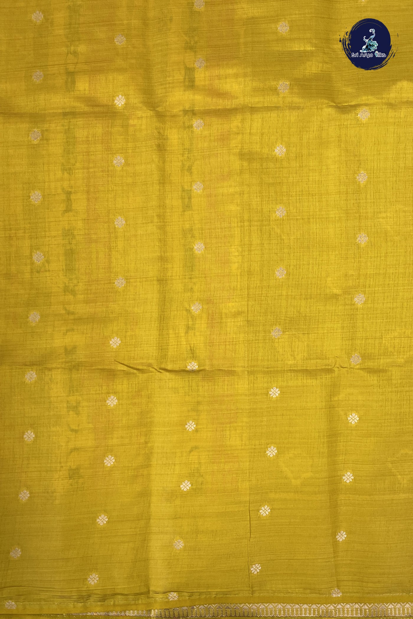 Yellow Semi Tussar Saree With Zari Buttas Pattern