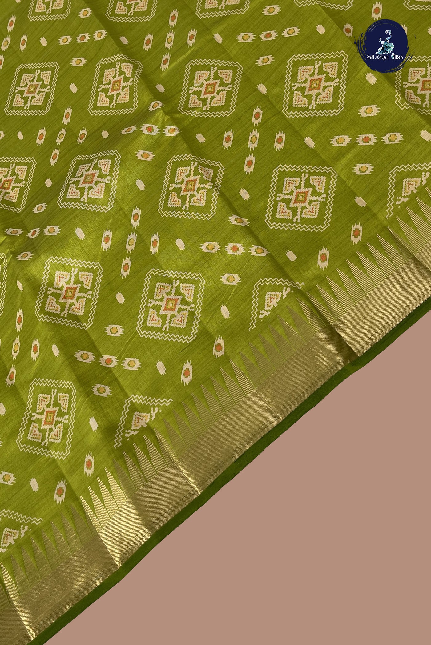 Light Green Semi Tussar Saree With Printed Pattern