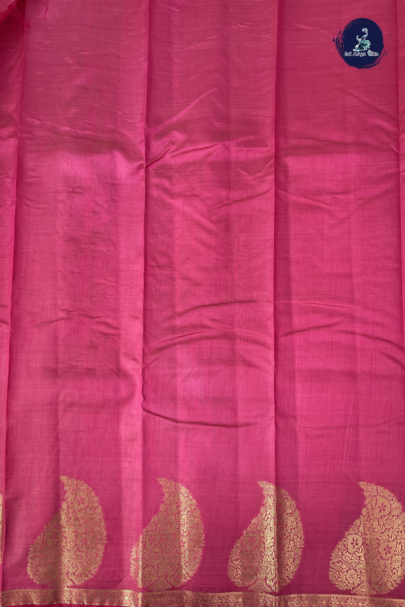 Dark Pink Semi Tussar Saree With Plain Pattern