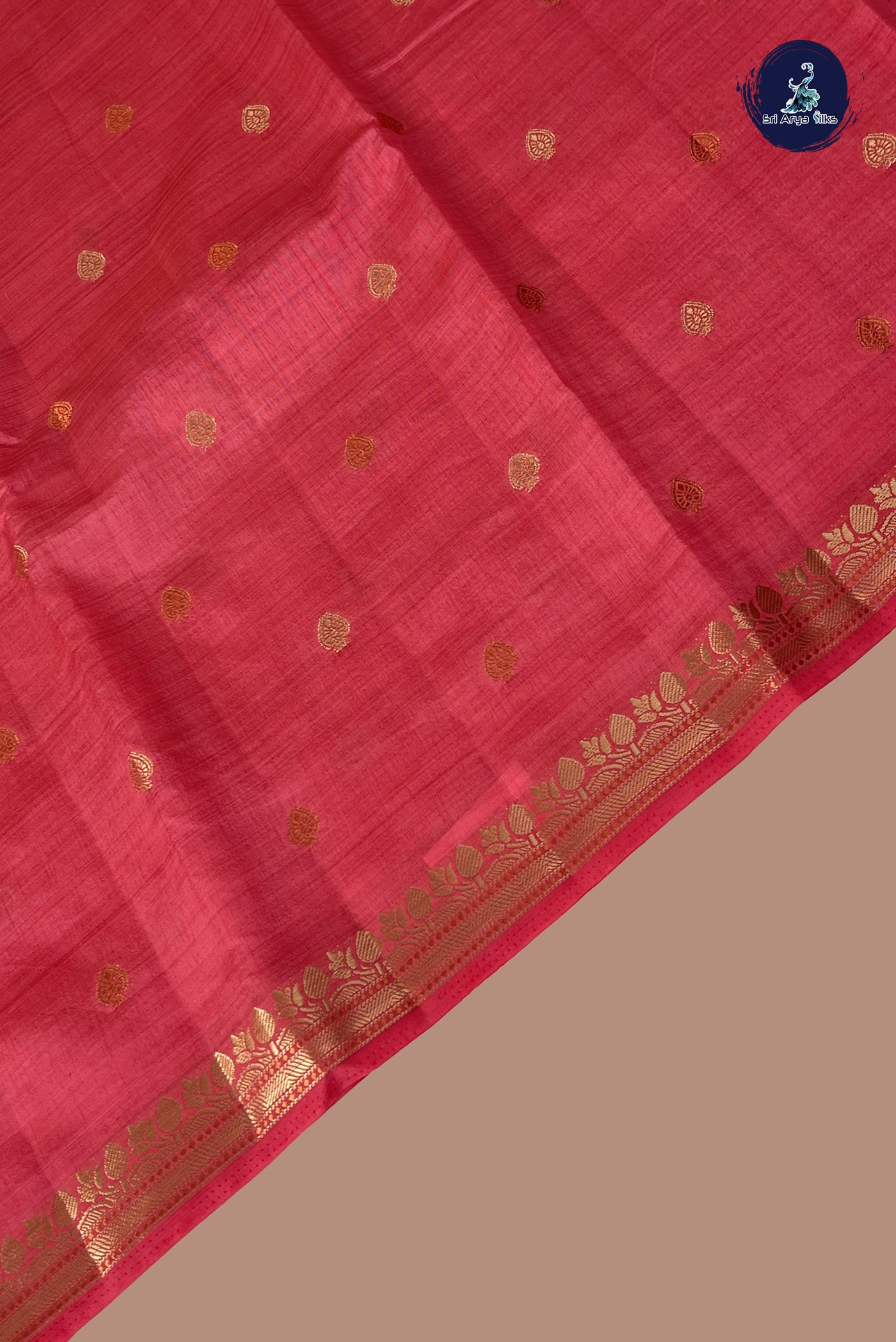Pink Semi Tussar Saree With Zari Buttas Pattern