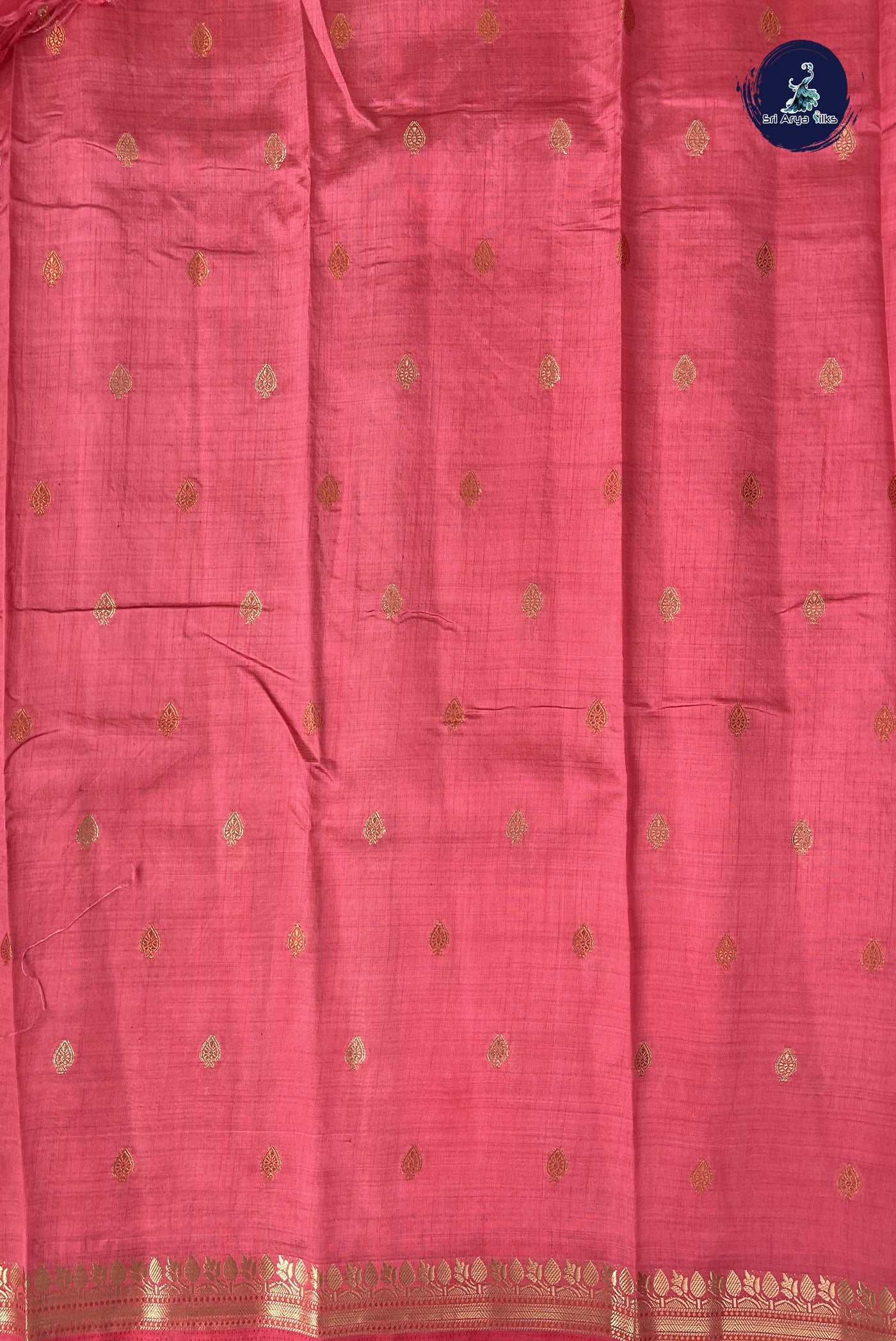 Pink Semi Tussar Saree With Zari Buttas Pattern