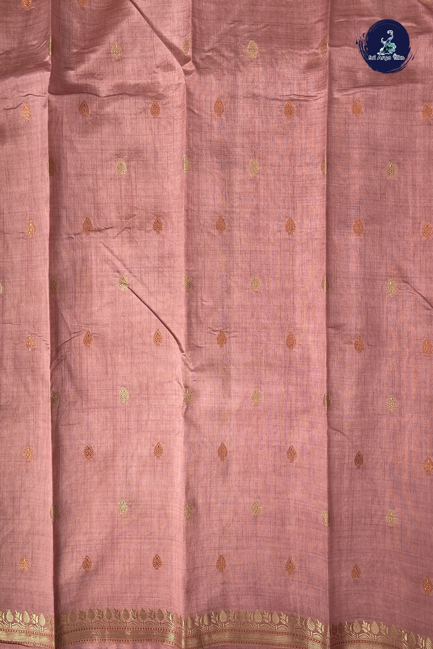 Pastel Shade Semi Tussar Saree With Zari Buttas Pattern