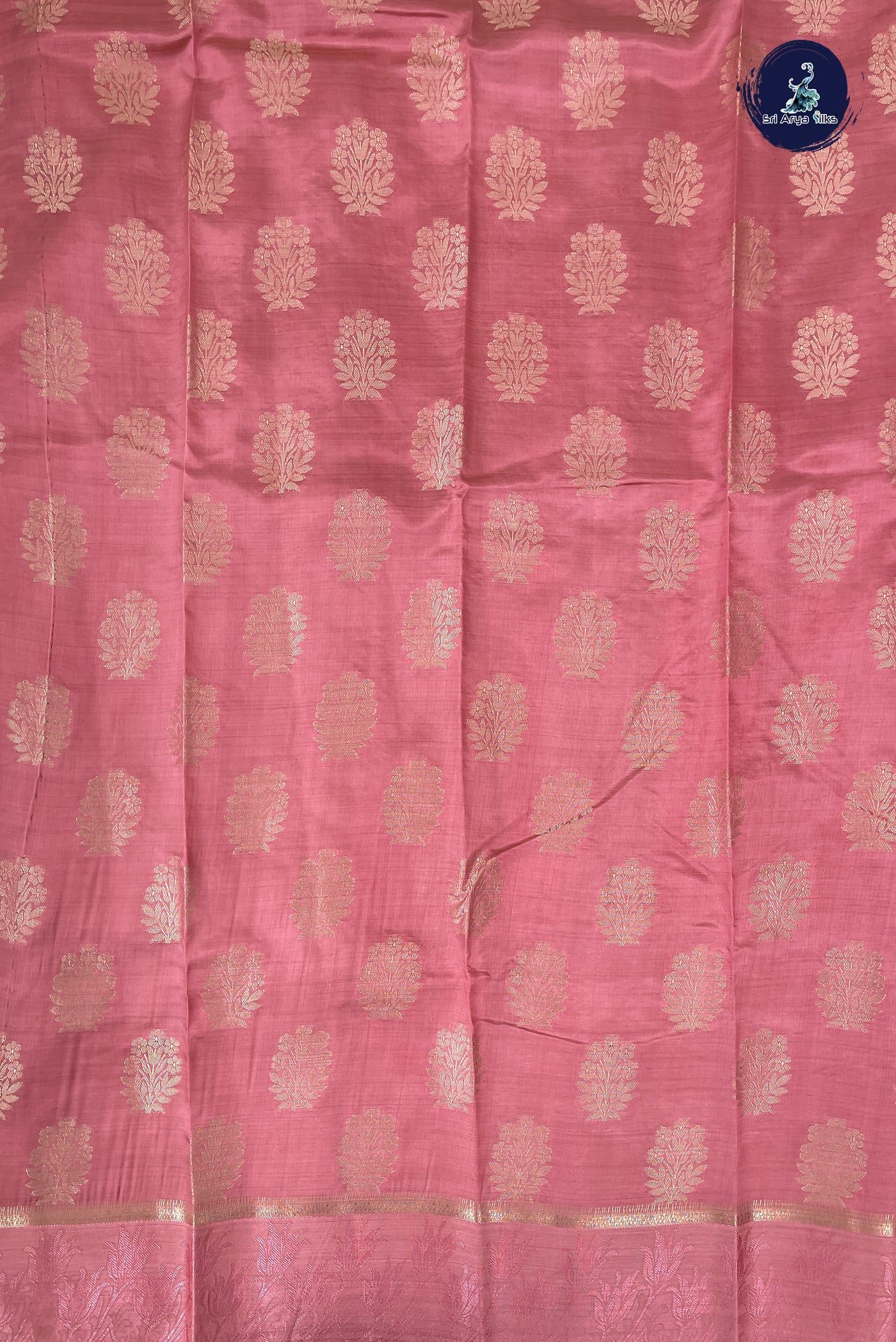 Pink Semi Tussar Saree With Zari Buttas Pattern