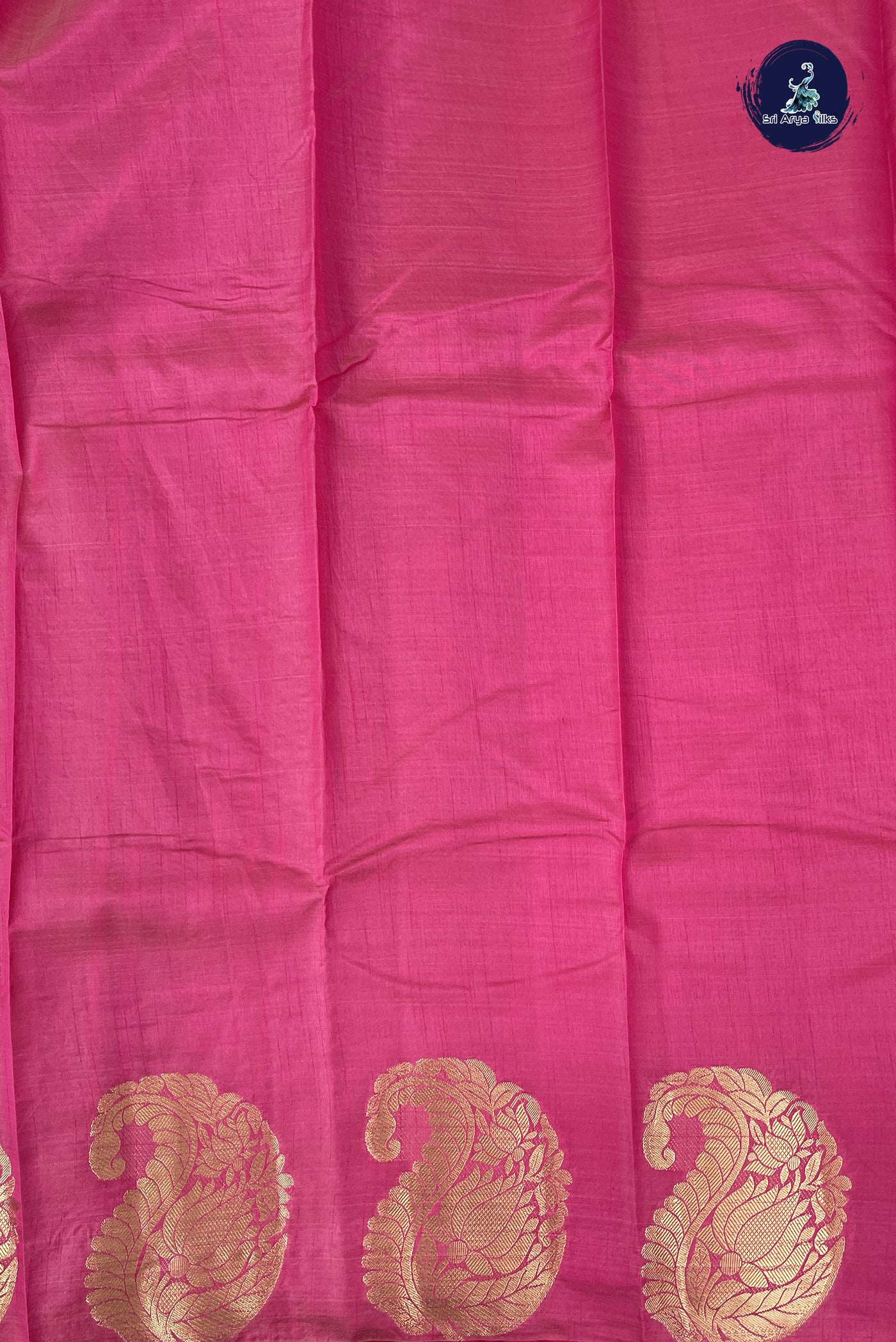 Dark Pink Semi Tussar Saree With Plain Pattern