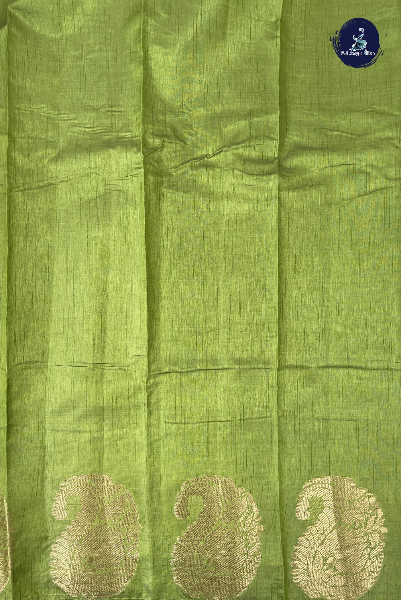 Light Green Semi Tussar Saree With Plain Pattern