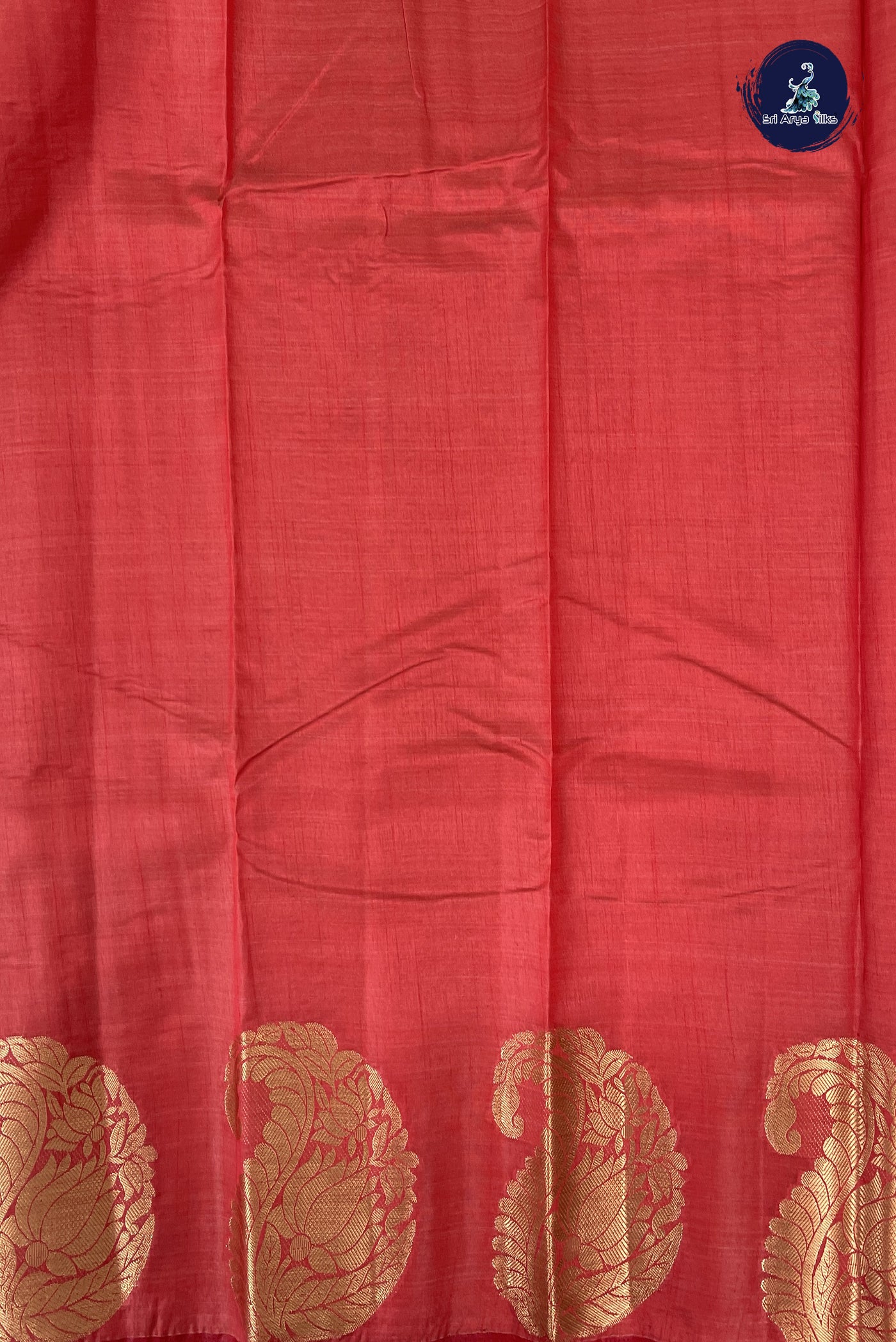 Red Semi Tussar Saree With Plain Pattern