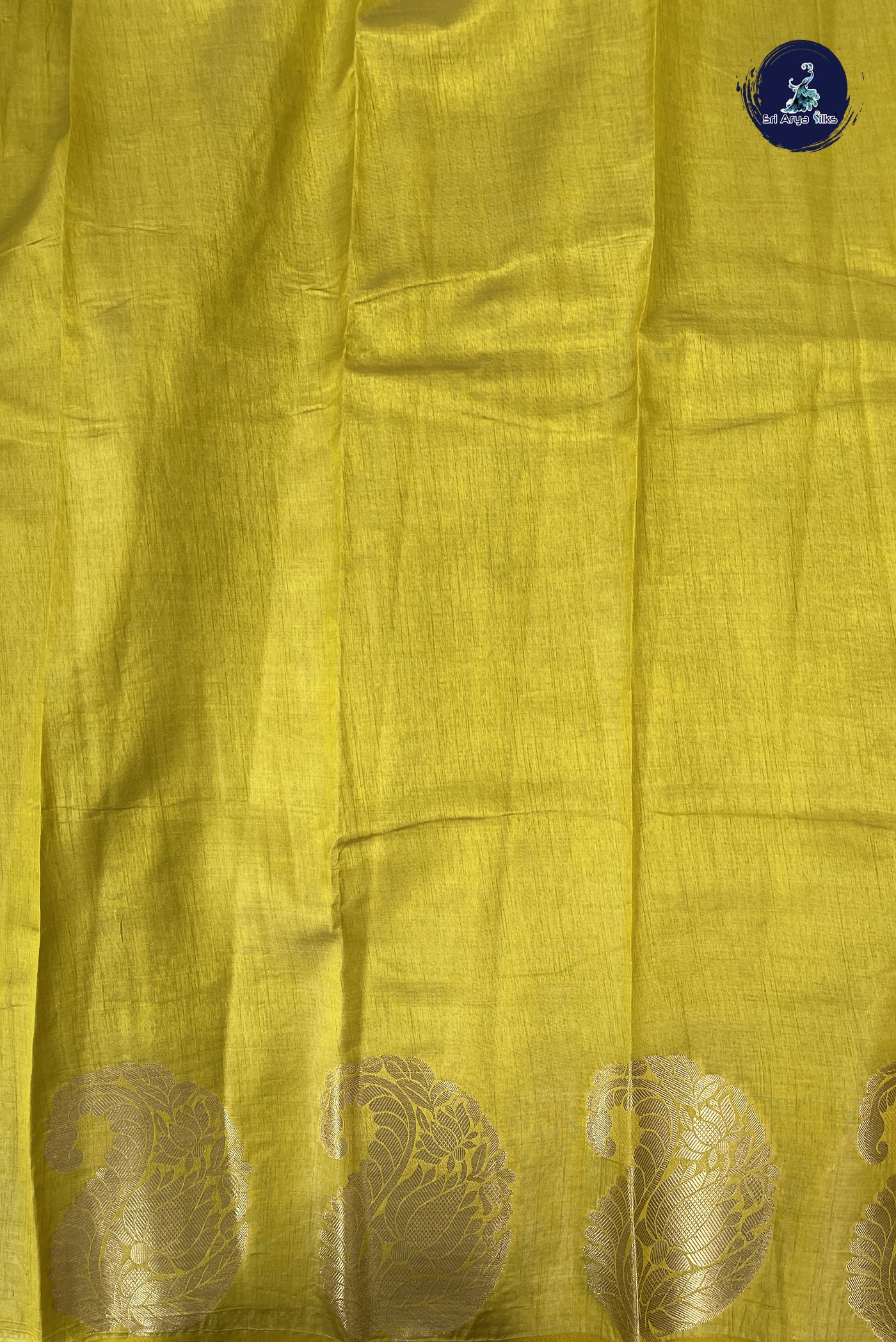 Yellow Semi Tussar Saree With Plain Pattern